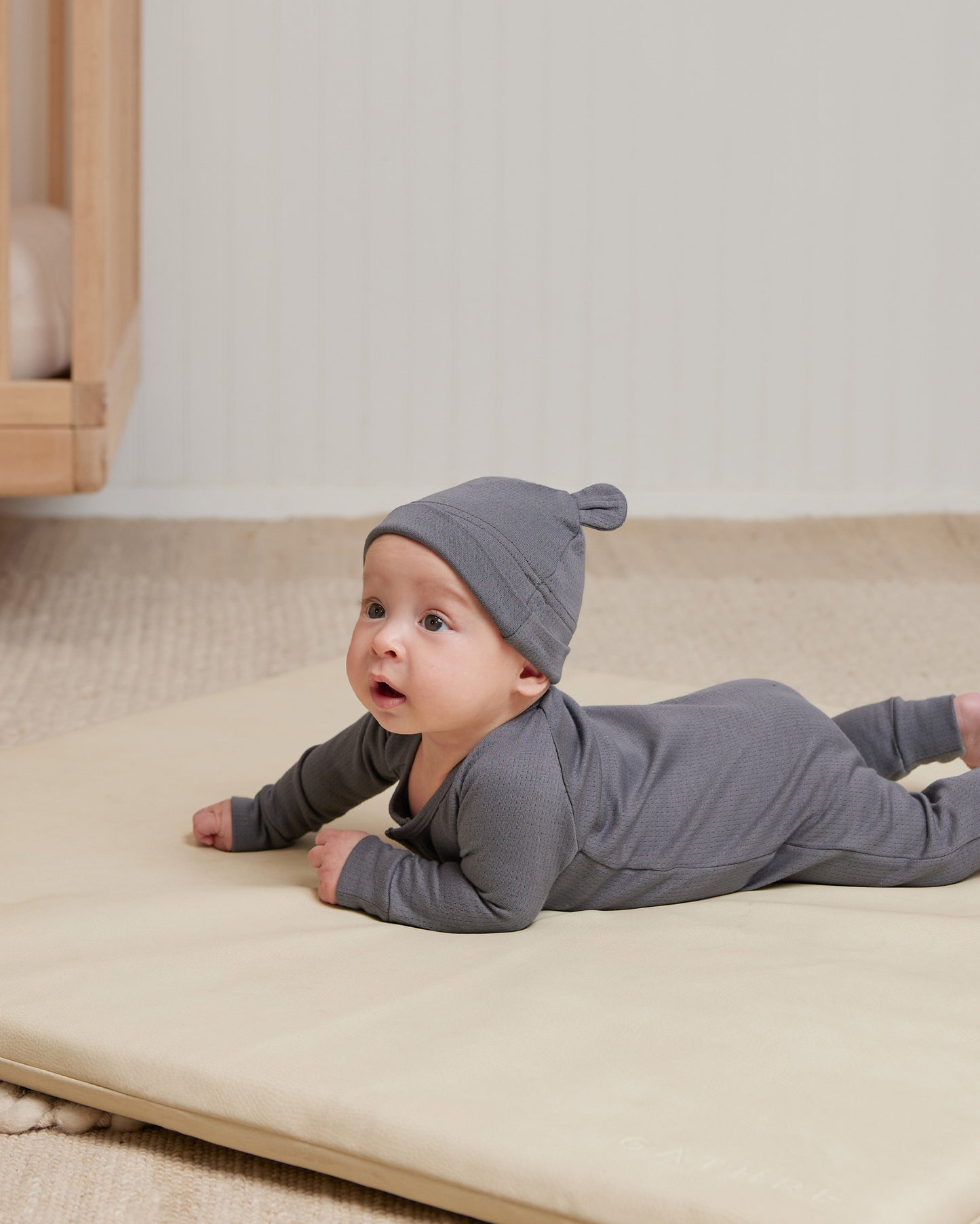 Organic Pointelle Long John, Navy