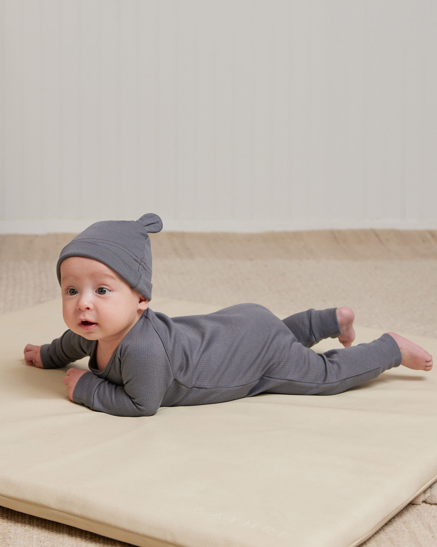 Organic Pointelle Long John, Navy