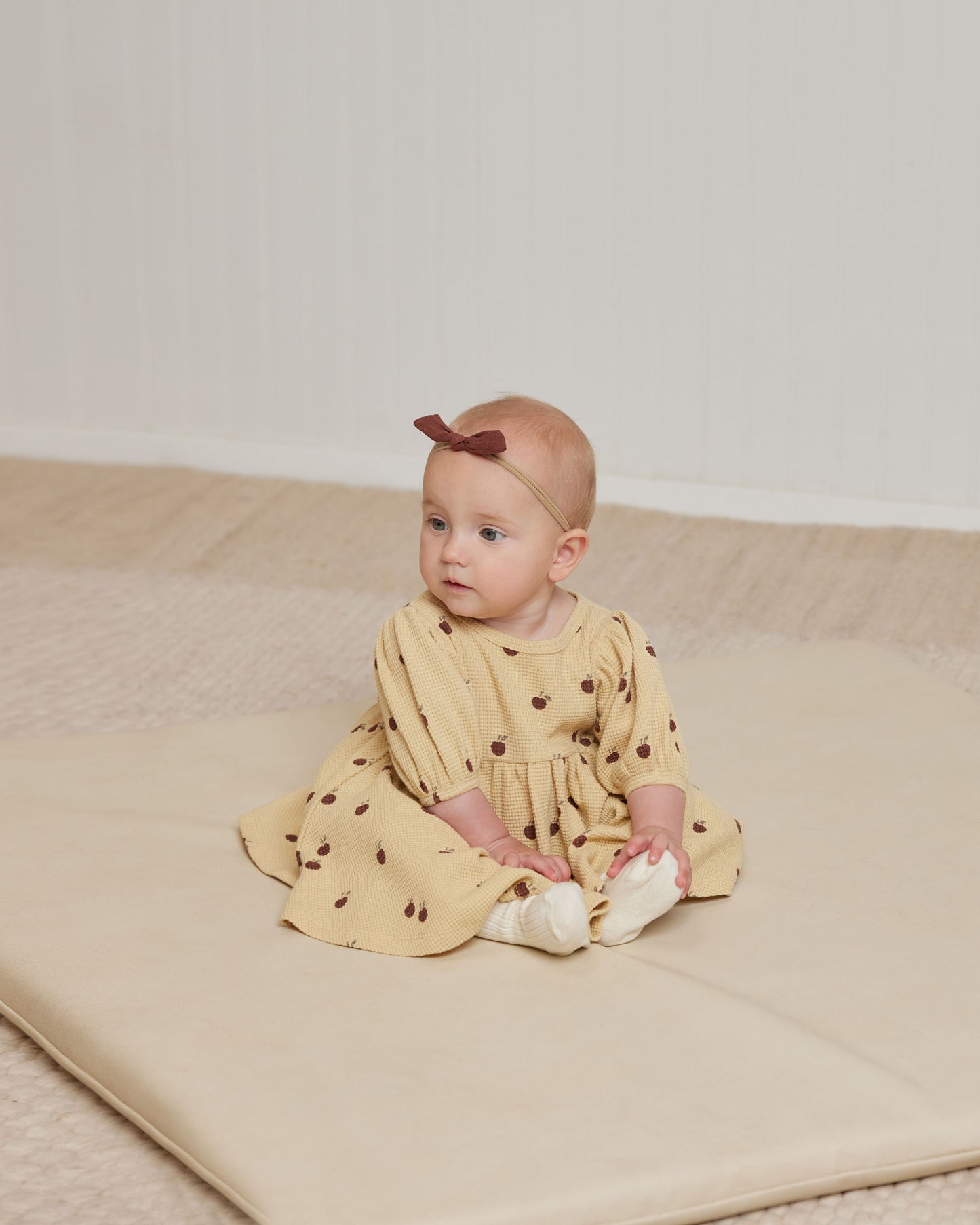 Organic Waffle Babydoll Dress, Apples