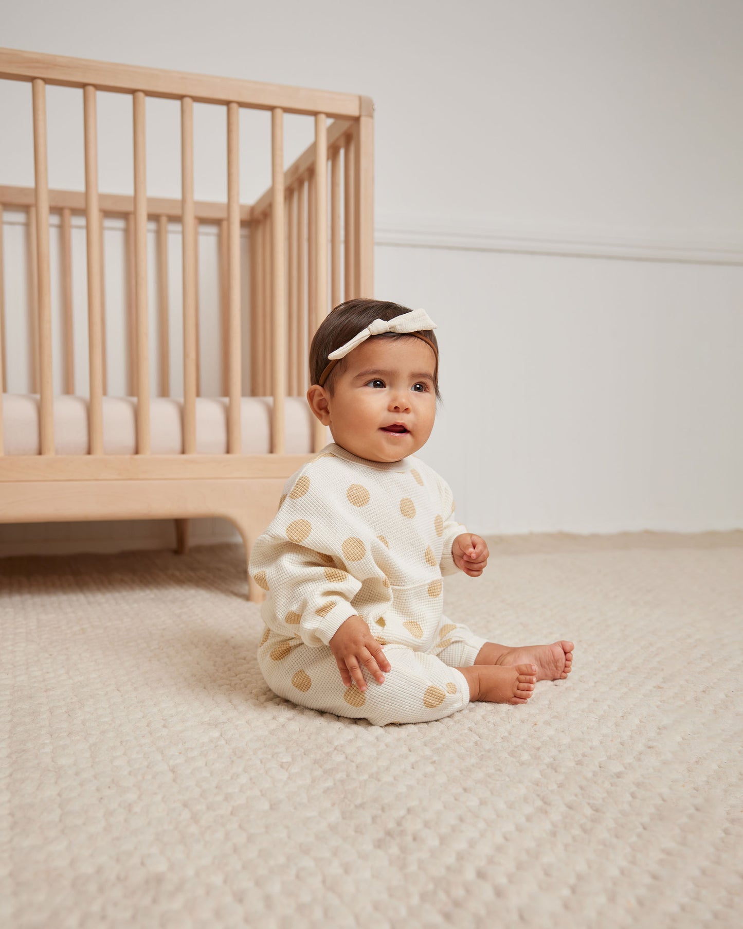 Organic Waffle Sweater & Pant Set, Butter Dots