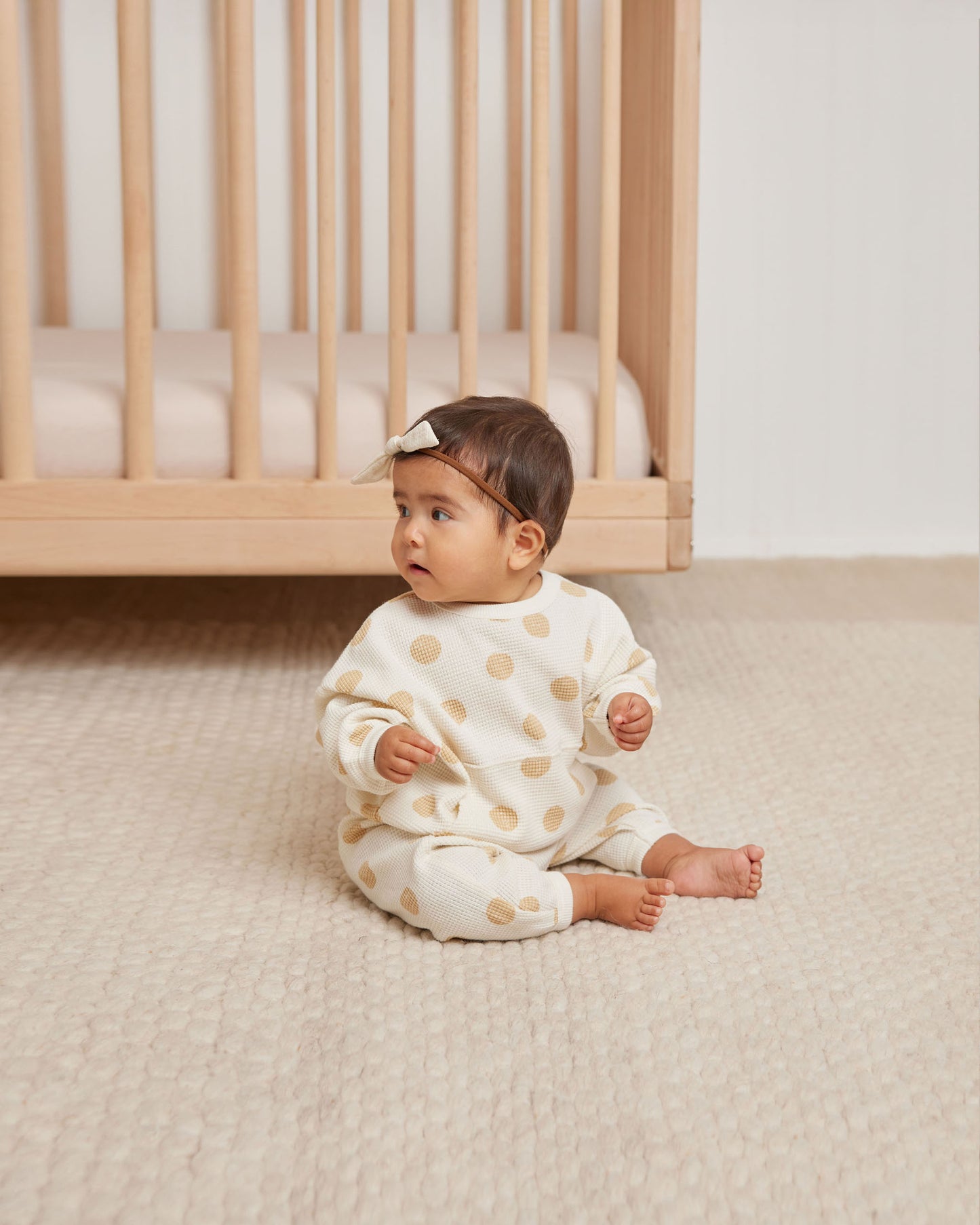 Organic Waffle Sweater & Pant Set, Butter Dots