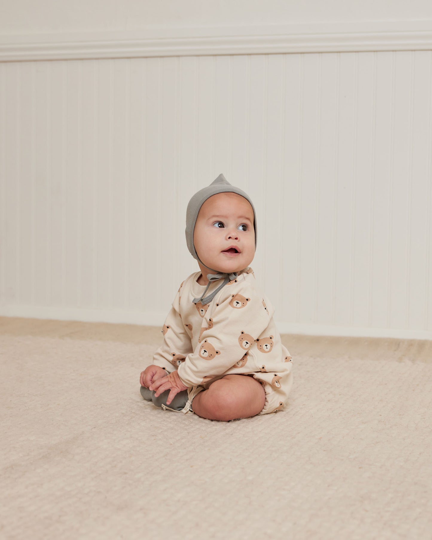 Crewneck Bubble Romper, Teddy