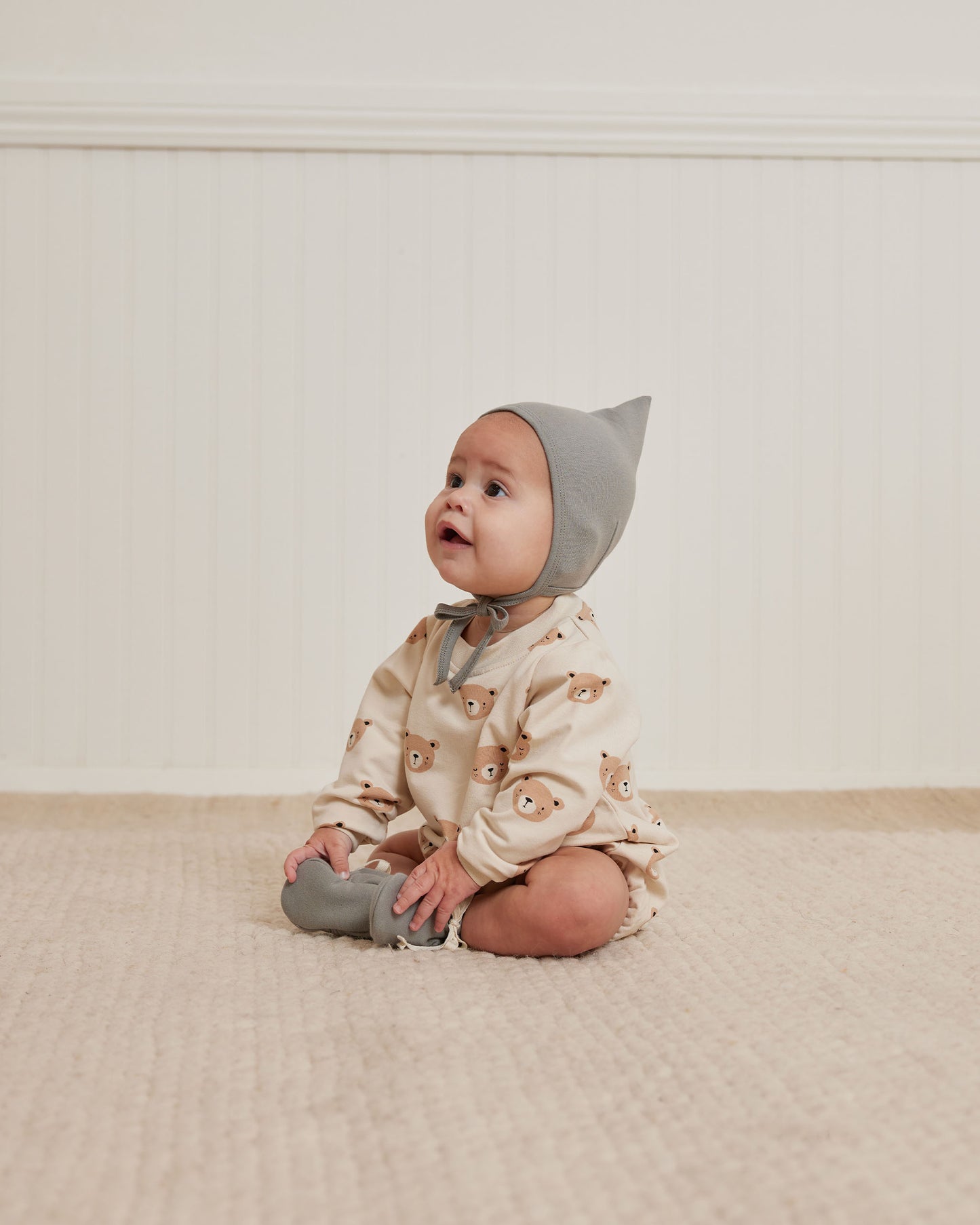 Crewneck Bubble Romper, Teddy