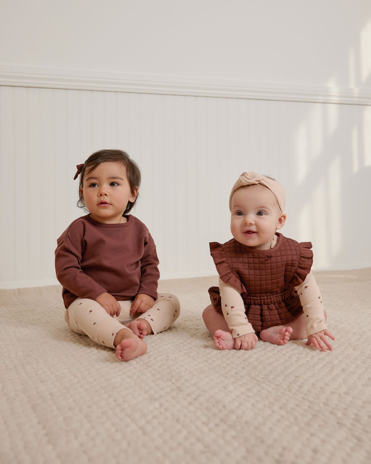 Organic Ruffle Bubble Romper, Plum