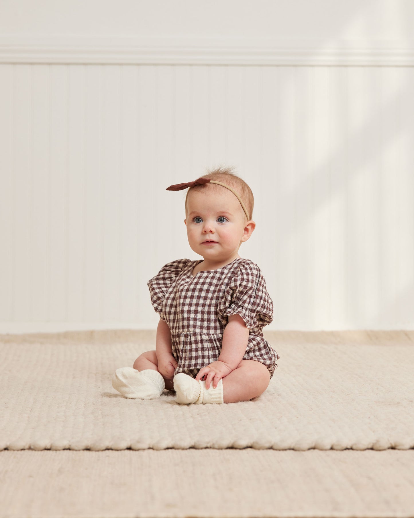 Organic Cosette Romper, Plum Gingham