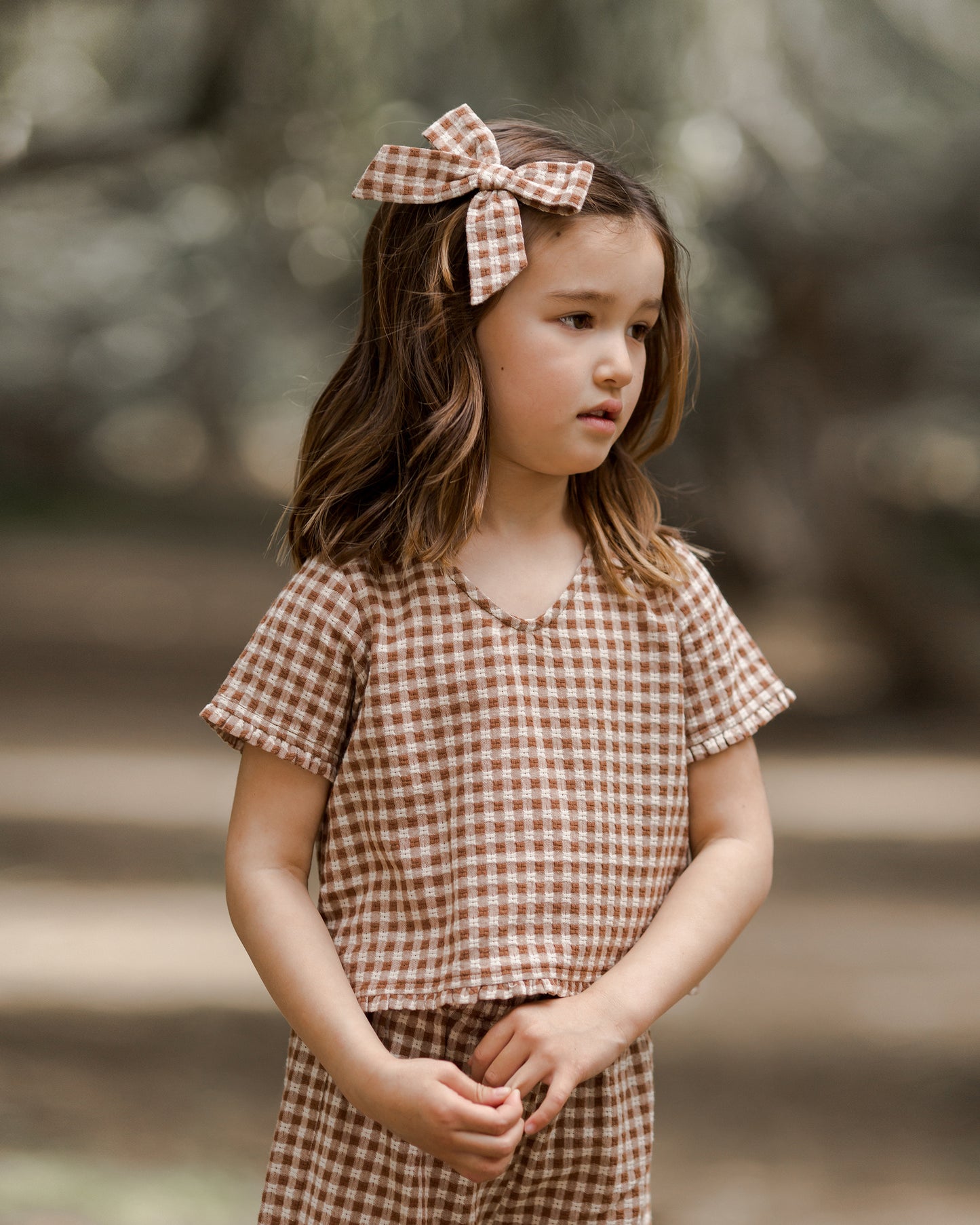 Rylee & Cru Wide Leg Pant, Brown Gingham
