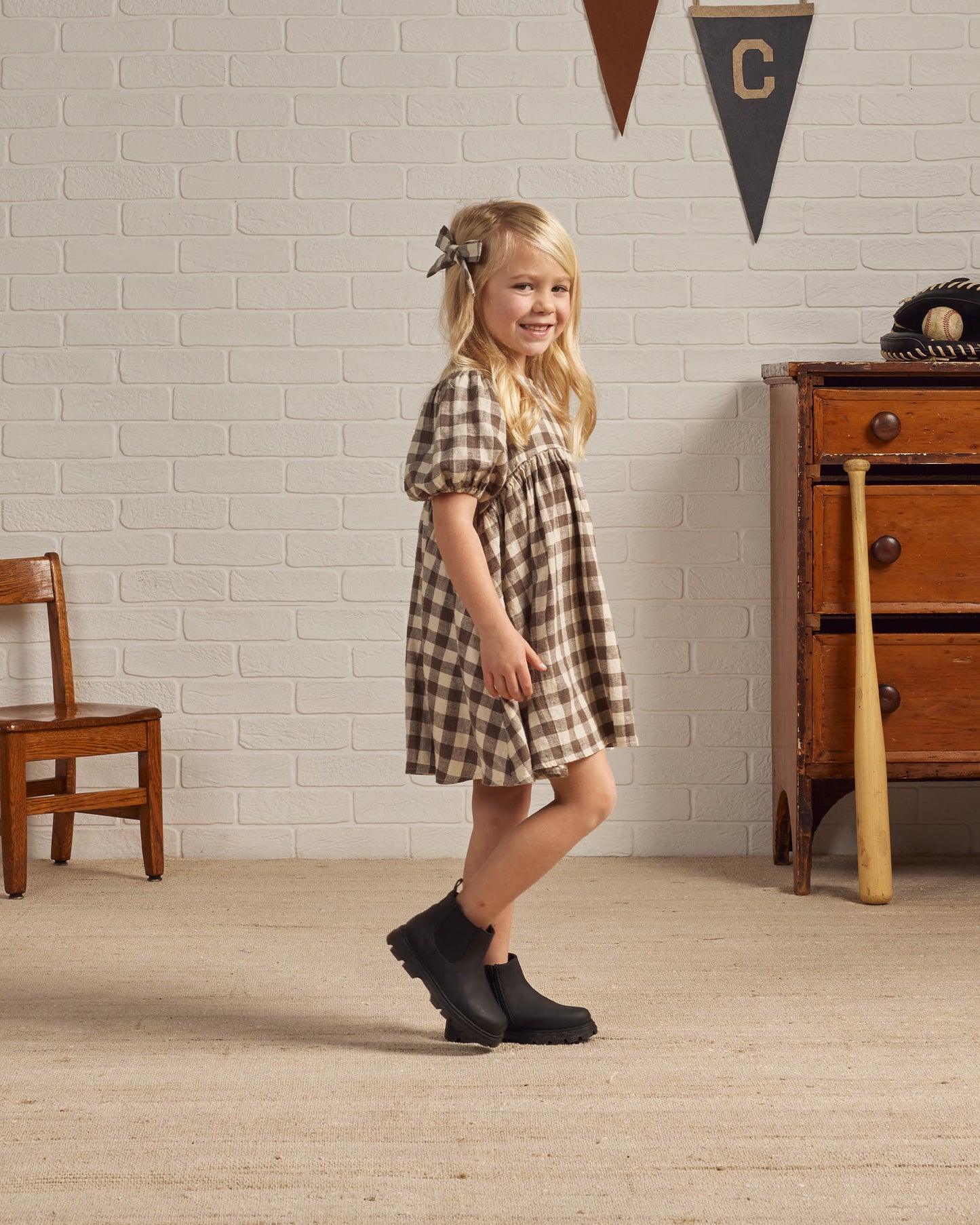 Rylee & Cru Marley Dress, Charcoal Check