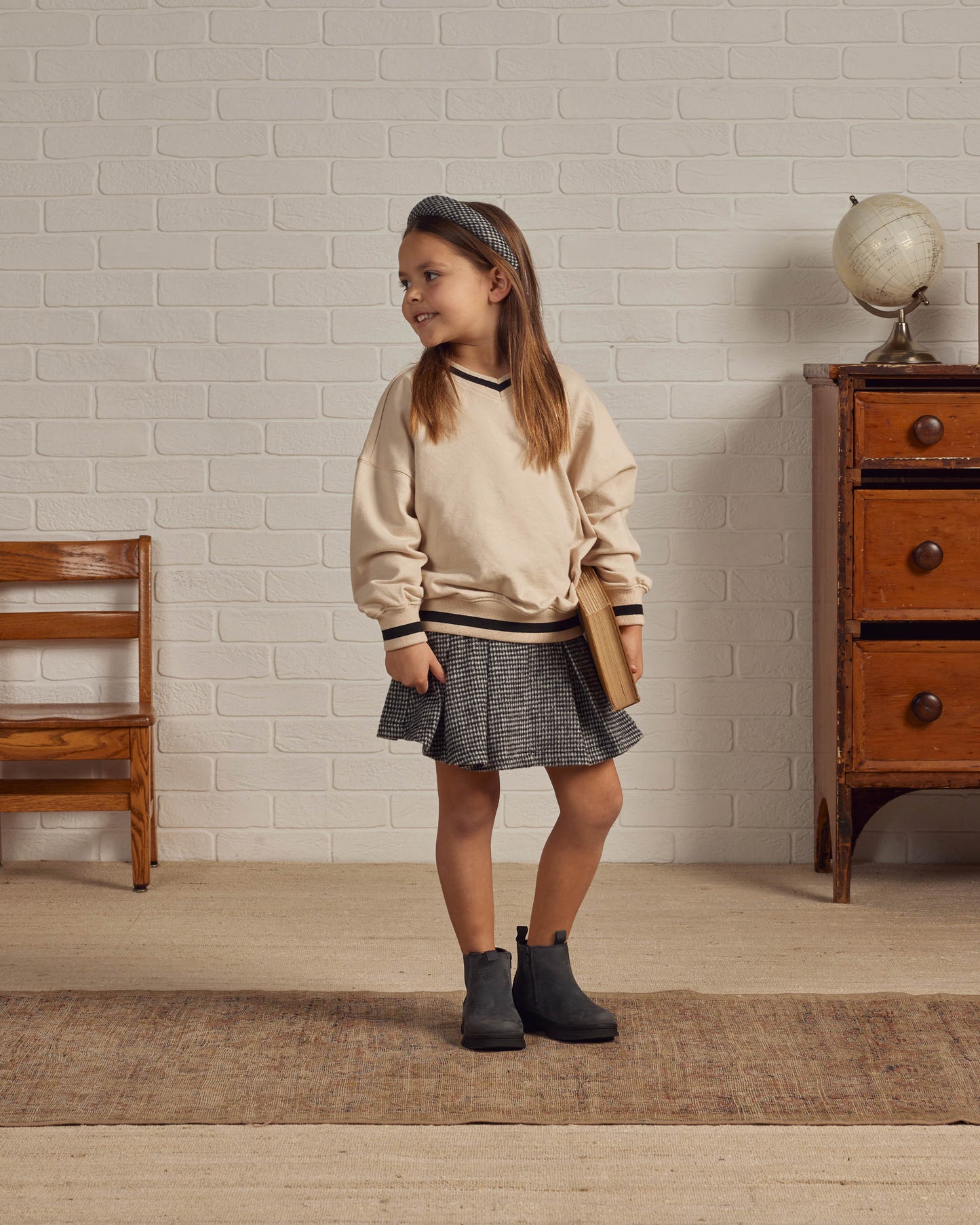 Rylee & Cru V Neck Sweatshirt, Natural