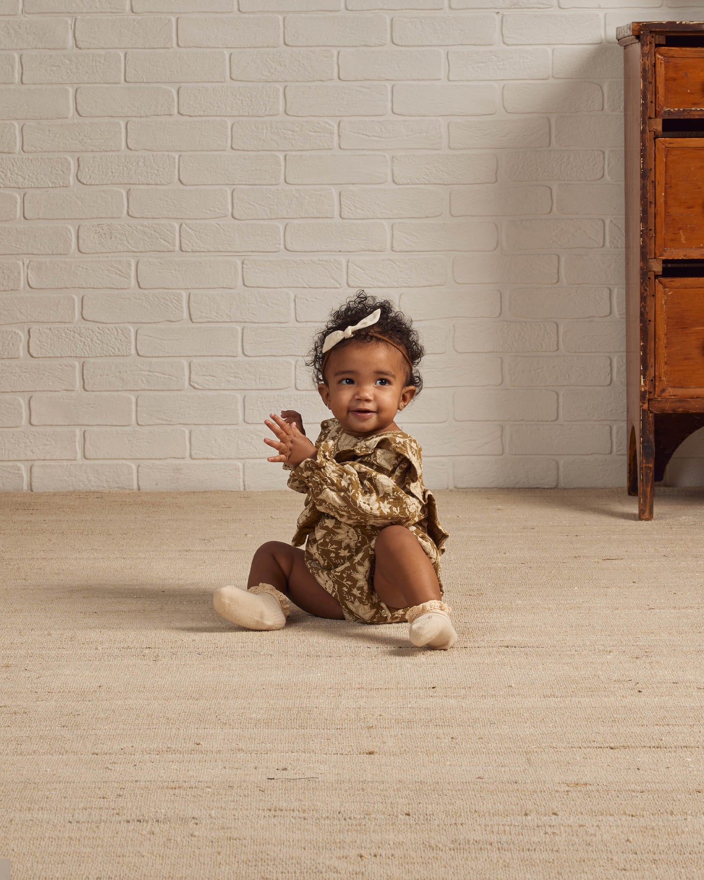 Rylee & Cru Winnie Romper, Green Garden