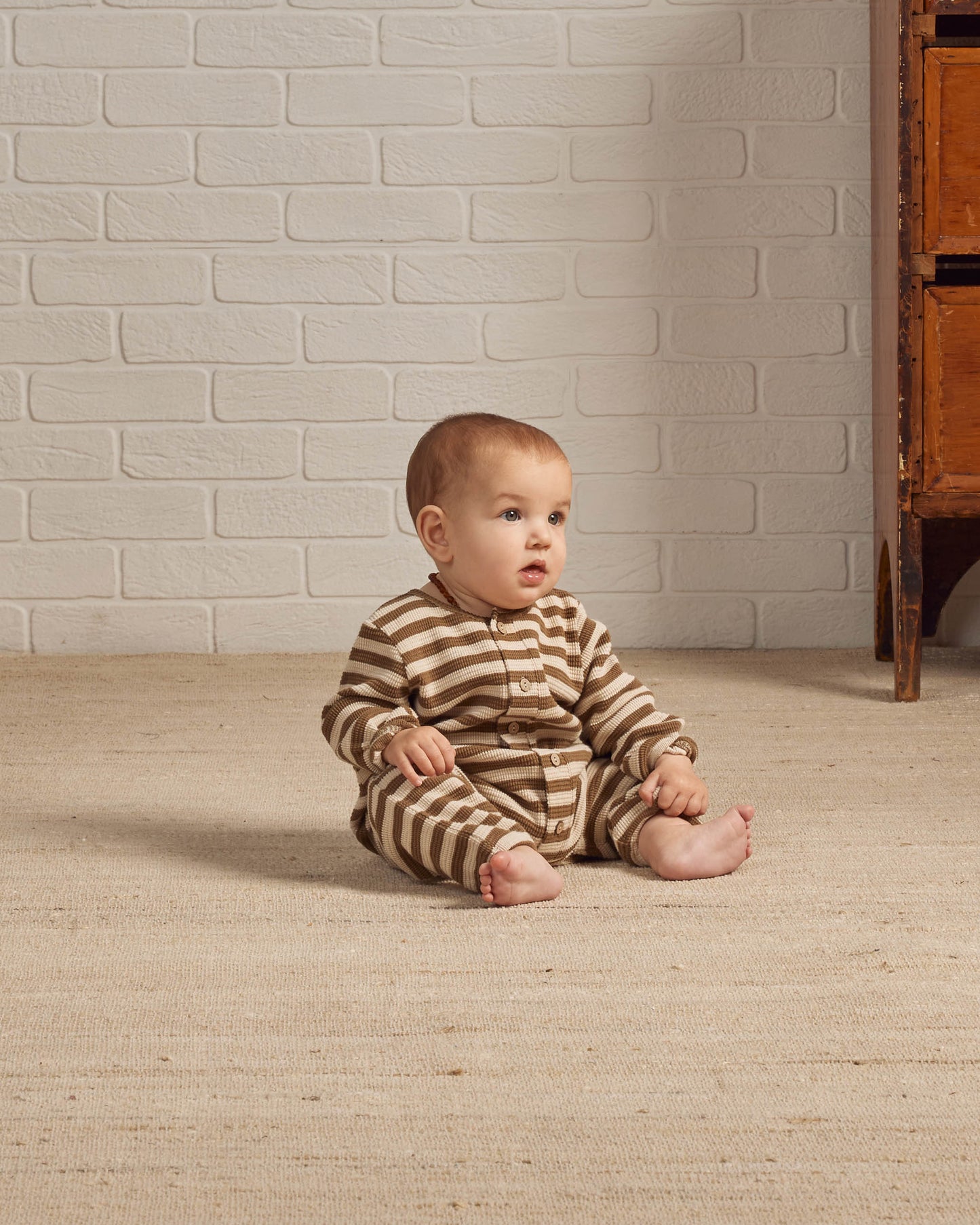 Rylee & Cru Long Sleeve Jumpsuit, Moss Stripe