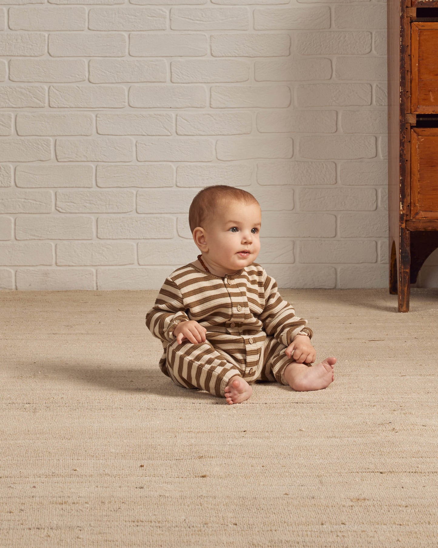 Rylee & Cru Long Sleeve Jumpsuit, Moss Stripe