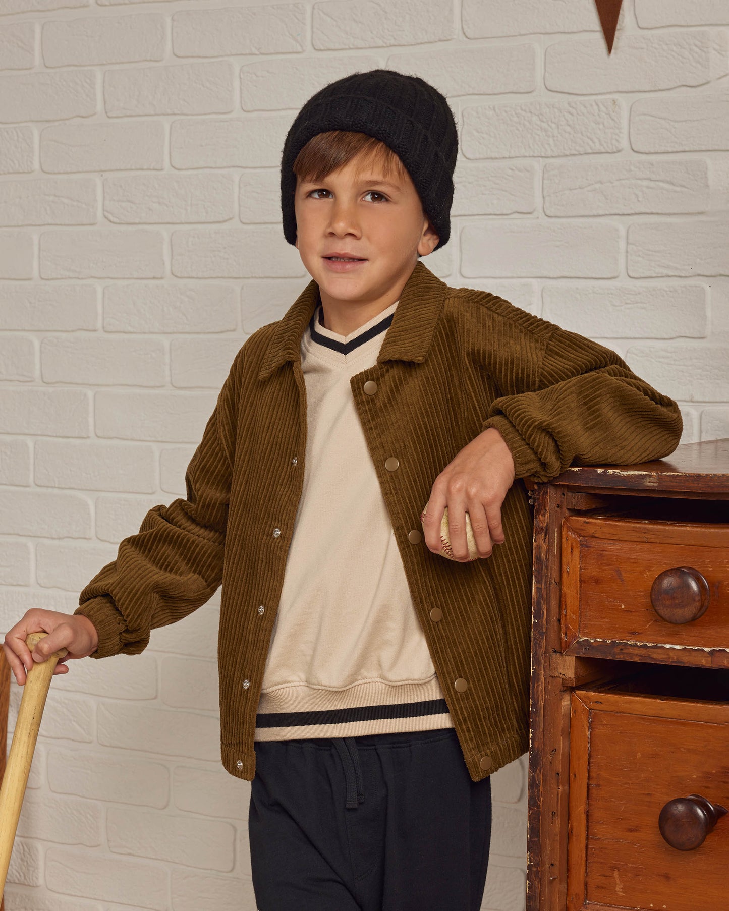 Rylee & Cru V Neck Sweatshirt, Natural
