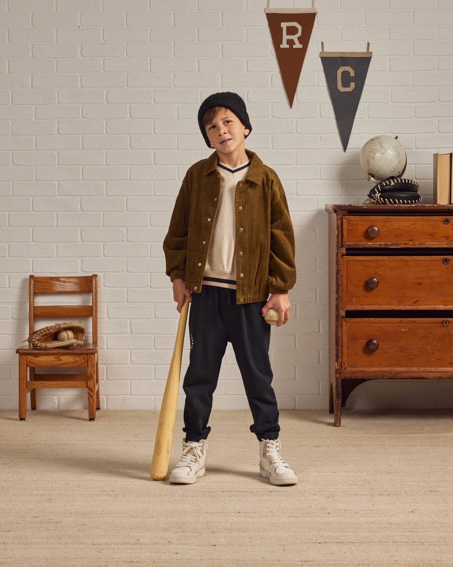 Rylee & Cru V Neck Sweatshirt, Natural