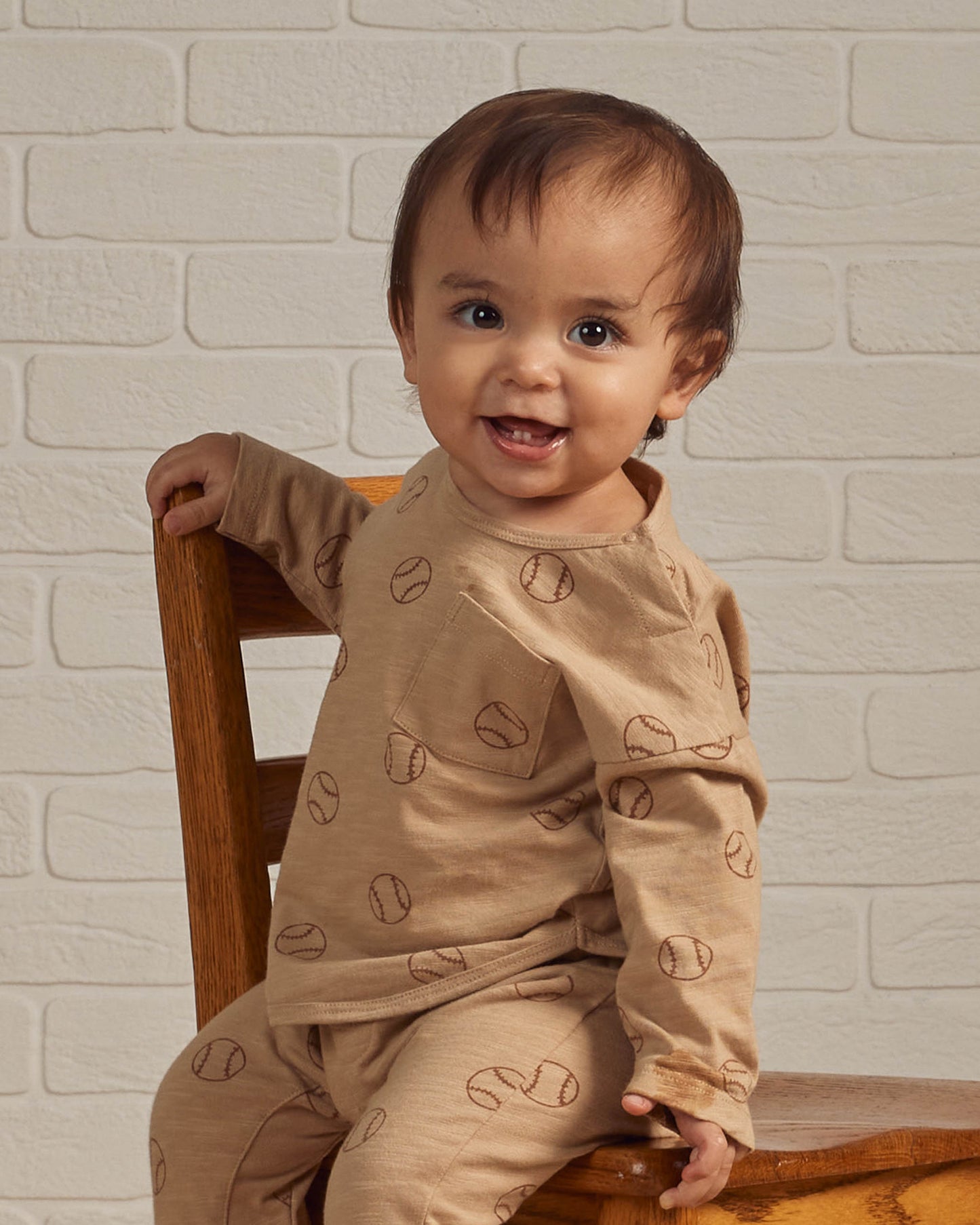 Rylee & Cru Long Sleeve Pocket Tee, Baseball
