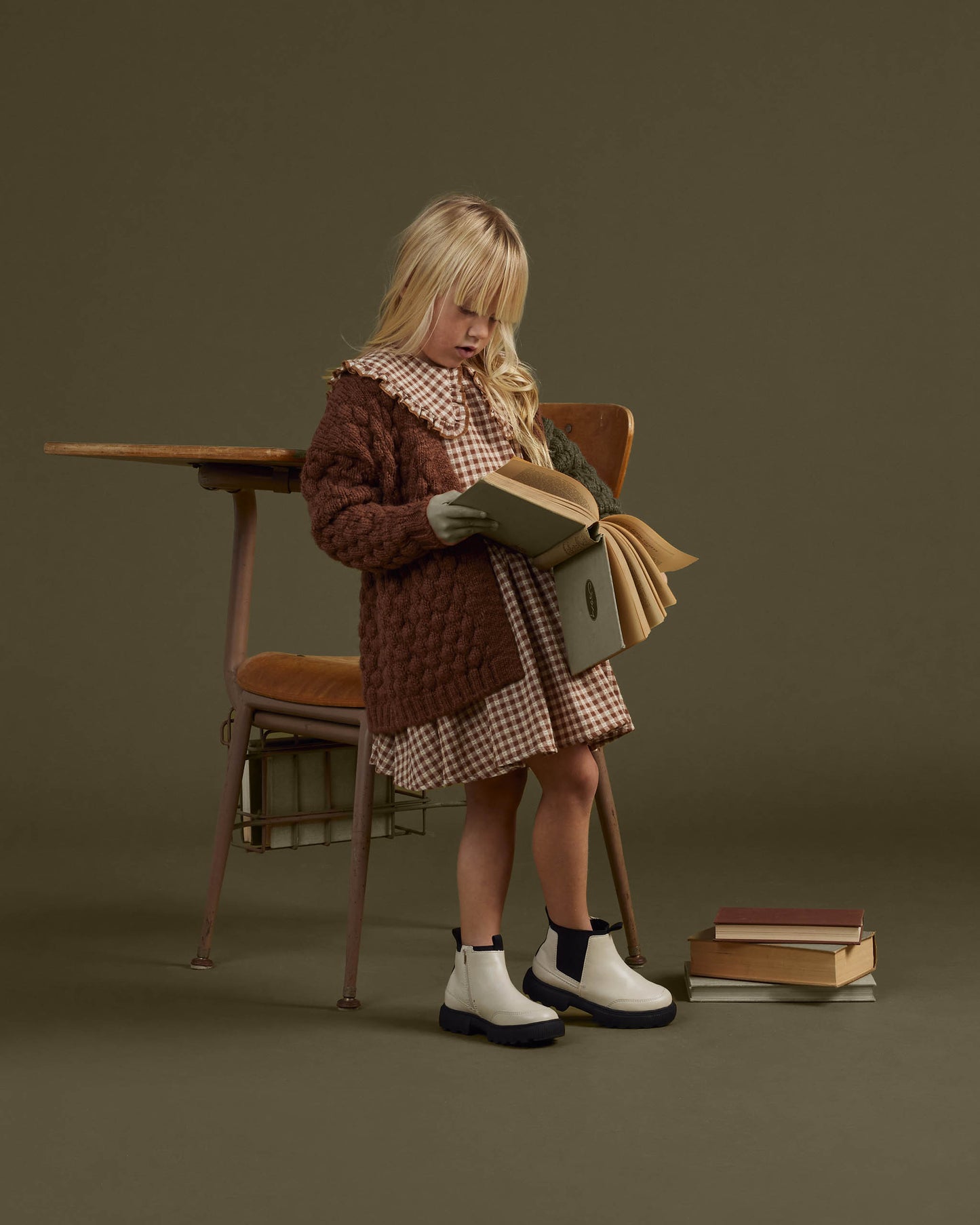 Rylee & Cru Camille Dress, Brown Gingham