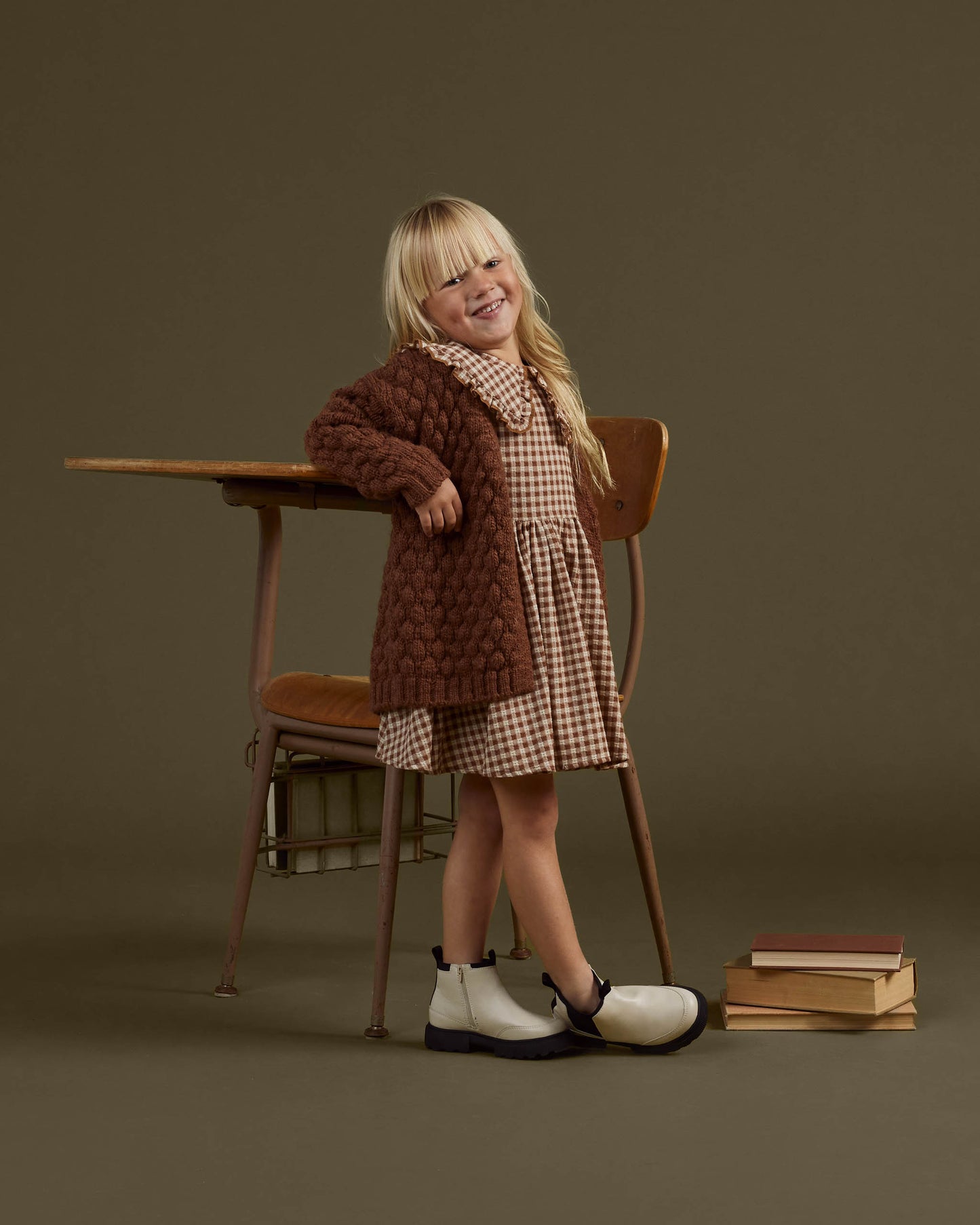 Rylee & Cru Camille Dress, Brown Gingham