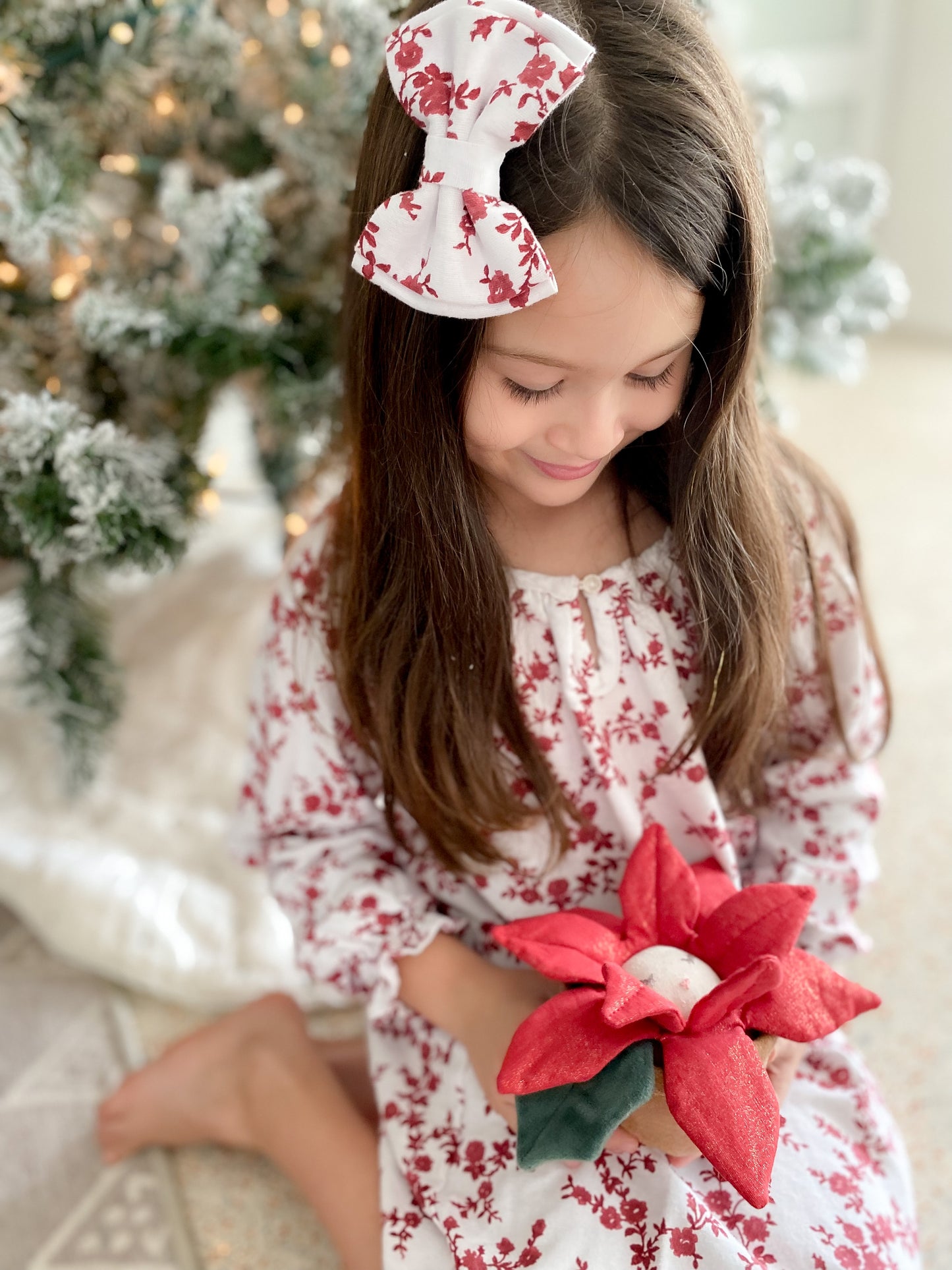 Pretty Poinsettia Pot Plush Toy, Red