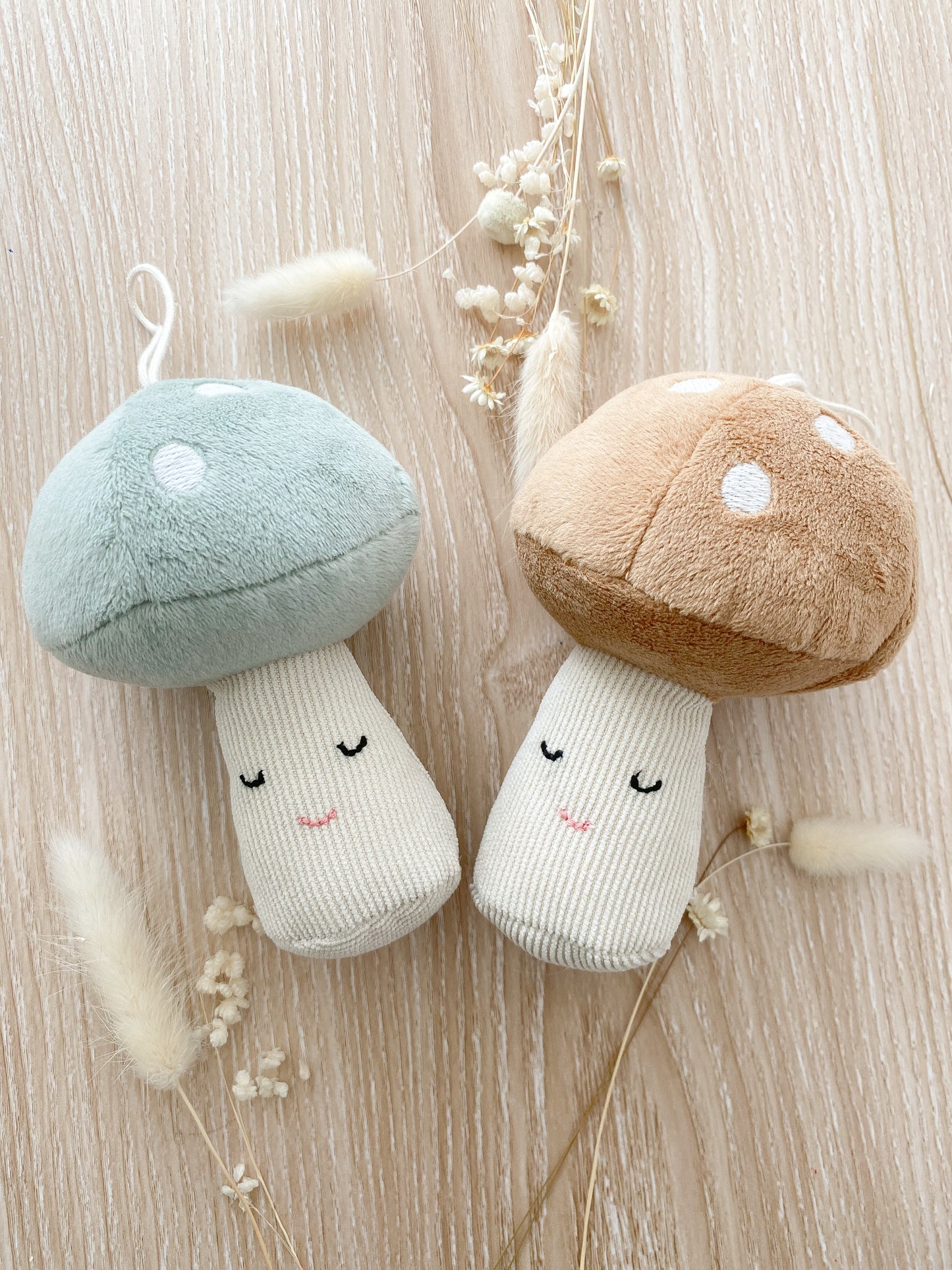 Set of 3 Plush Woodland Mushroom Ornaments