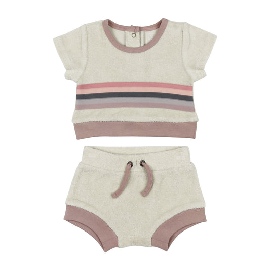 Terry Cloth Tee & Shortie Set, Pinks