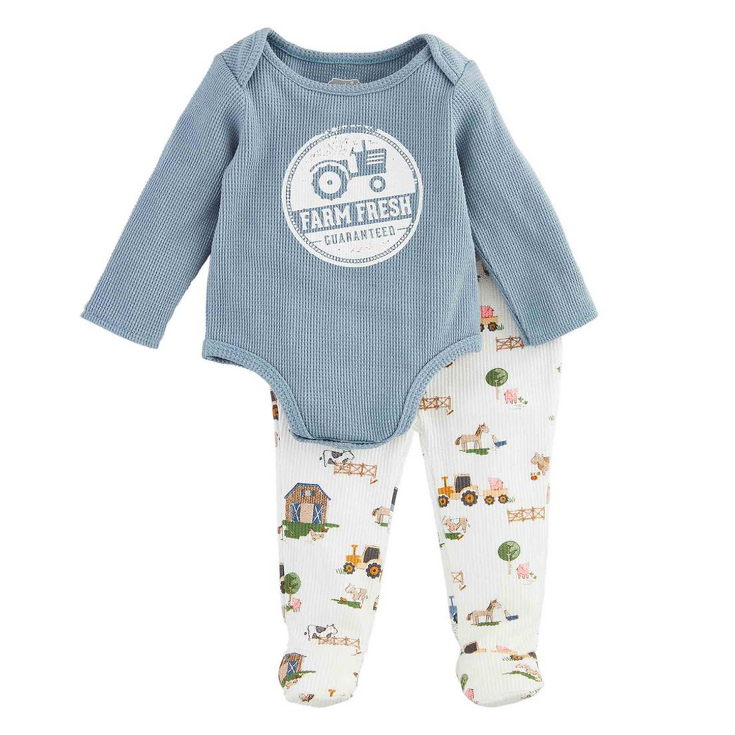 Farm Fresh Waffle Bodysuit and Footed Pant Set