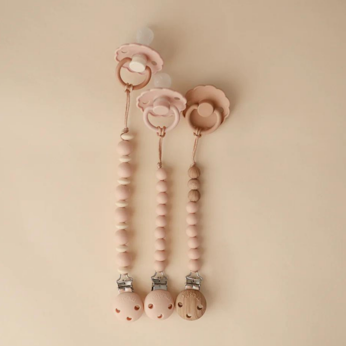 Eva Silicone Pacifier Clip, Blush