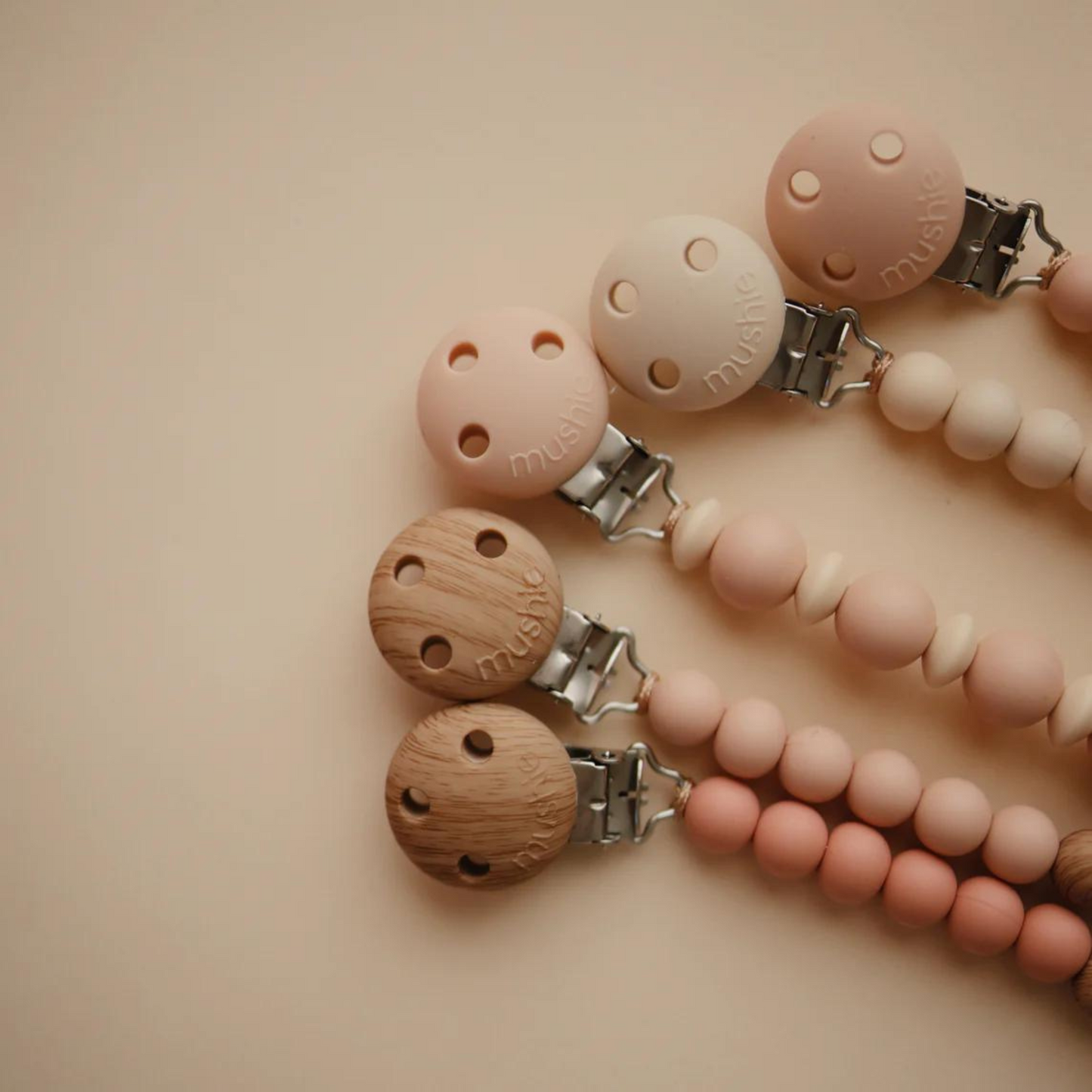 Eva Silicone Pacifier Clip, Blush