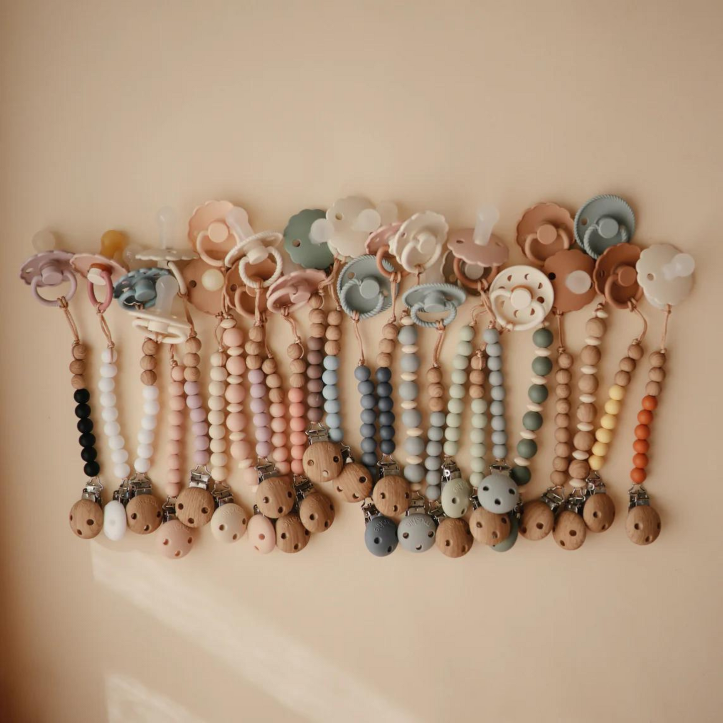 Eva Silicone Pacifier Clip, Blush