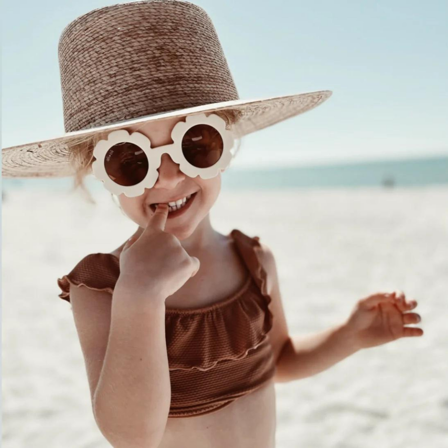 Flower Sunglasses for Kids, White