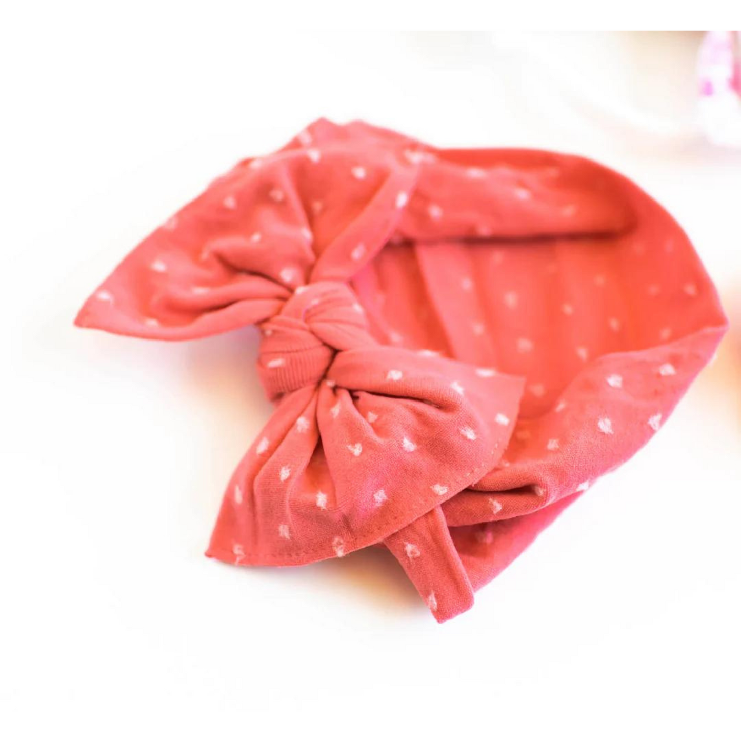 Knot Bow, Shabby Salmon / Pink Dots