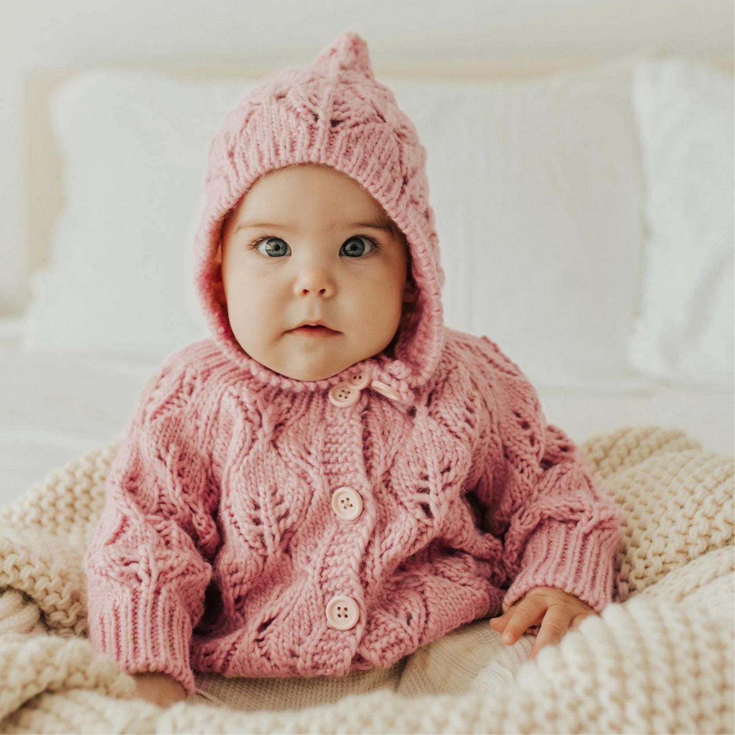 Leaf Lace Bonnet, Rosy