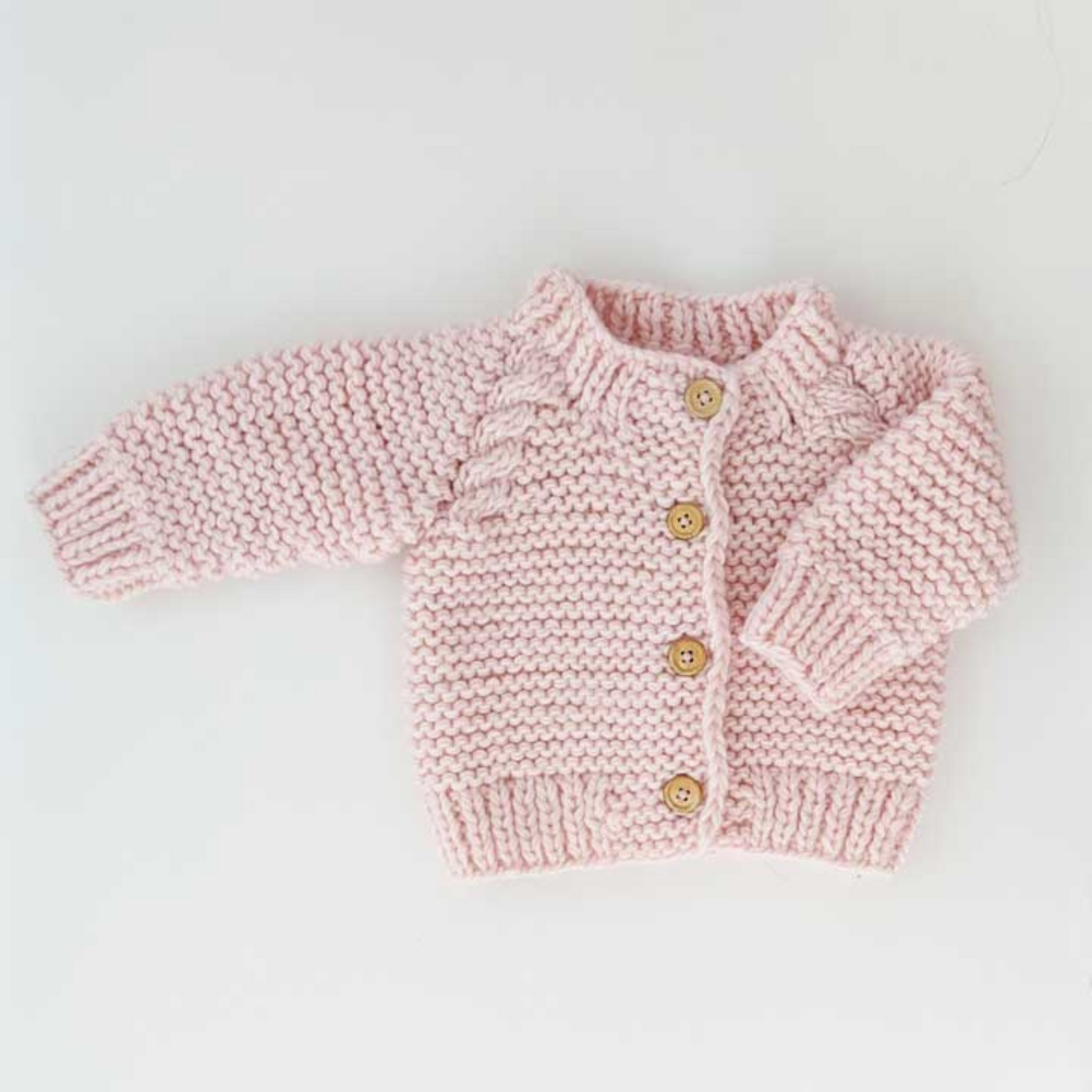 Garter Stitch Cardigan Sweater, Blush Pink