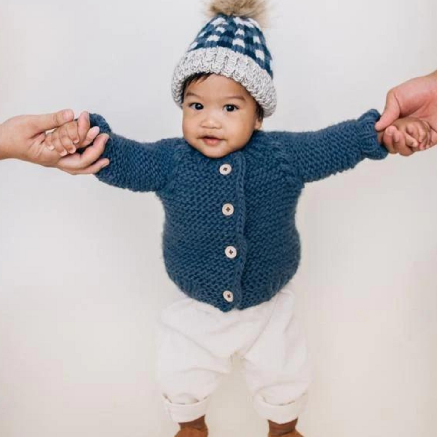 Garter Stitch Cardigan Sweater, Slate