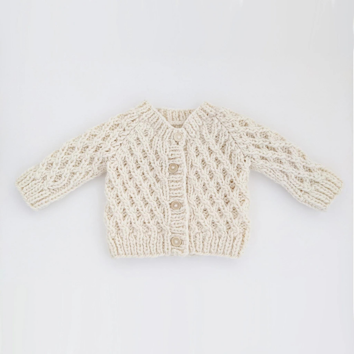 Waffle Cardigan Sweater, Natural