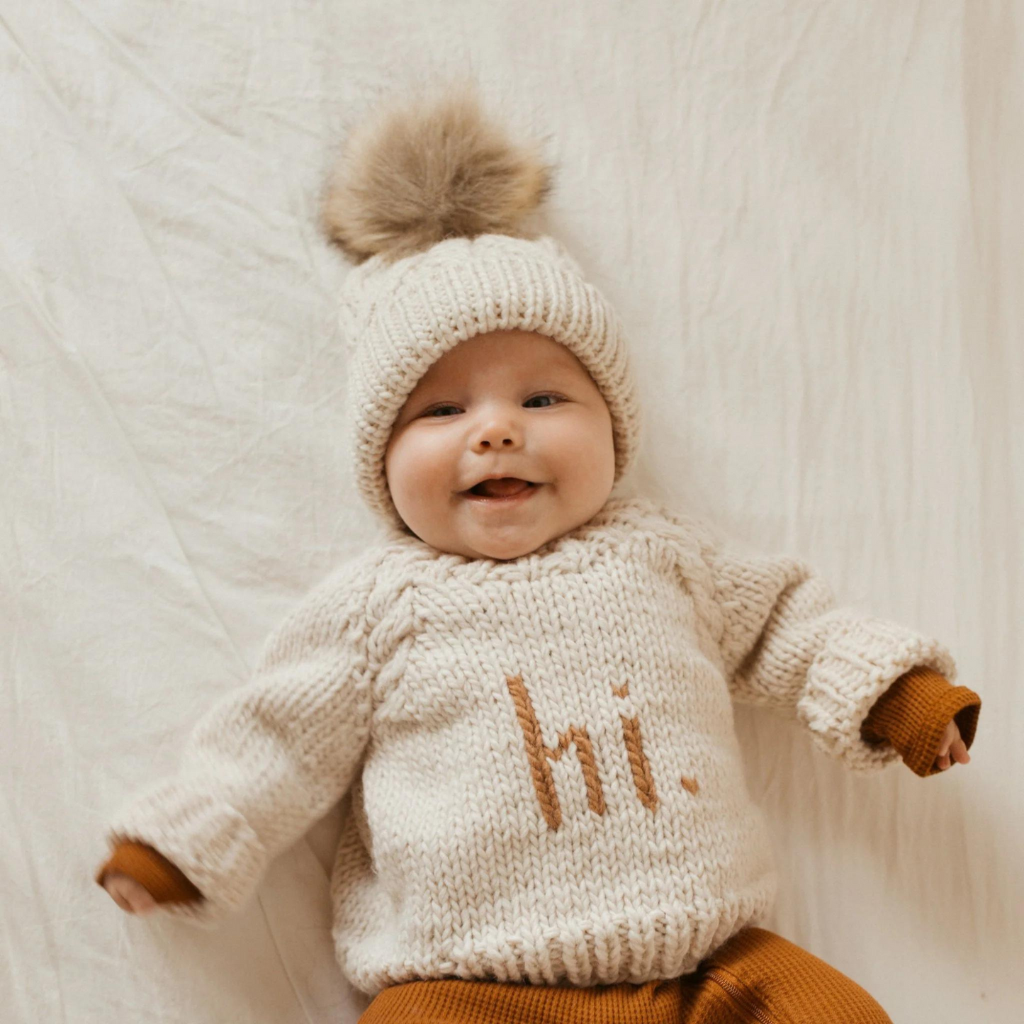 Hi. Crew Neck Knit Sweater, Pecan