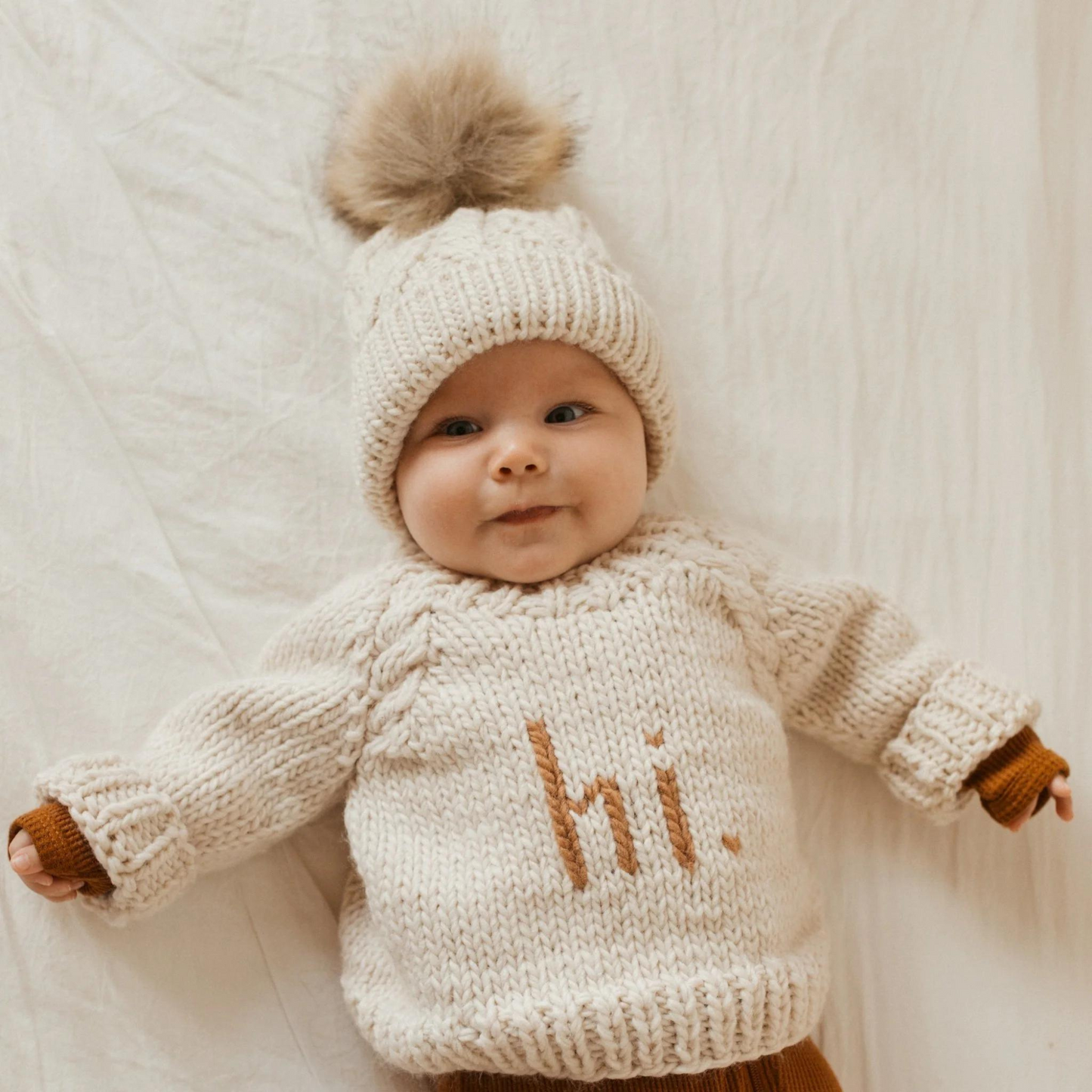 Hi. Crew Neck Knit Sweater, Pecan