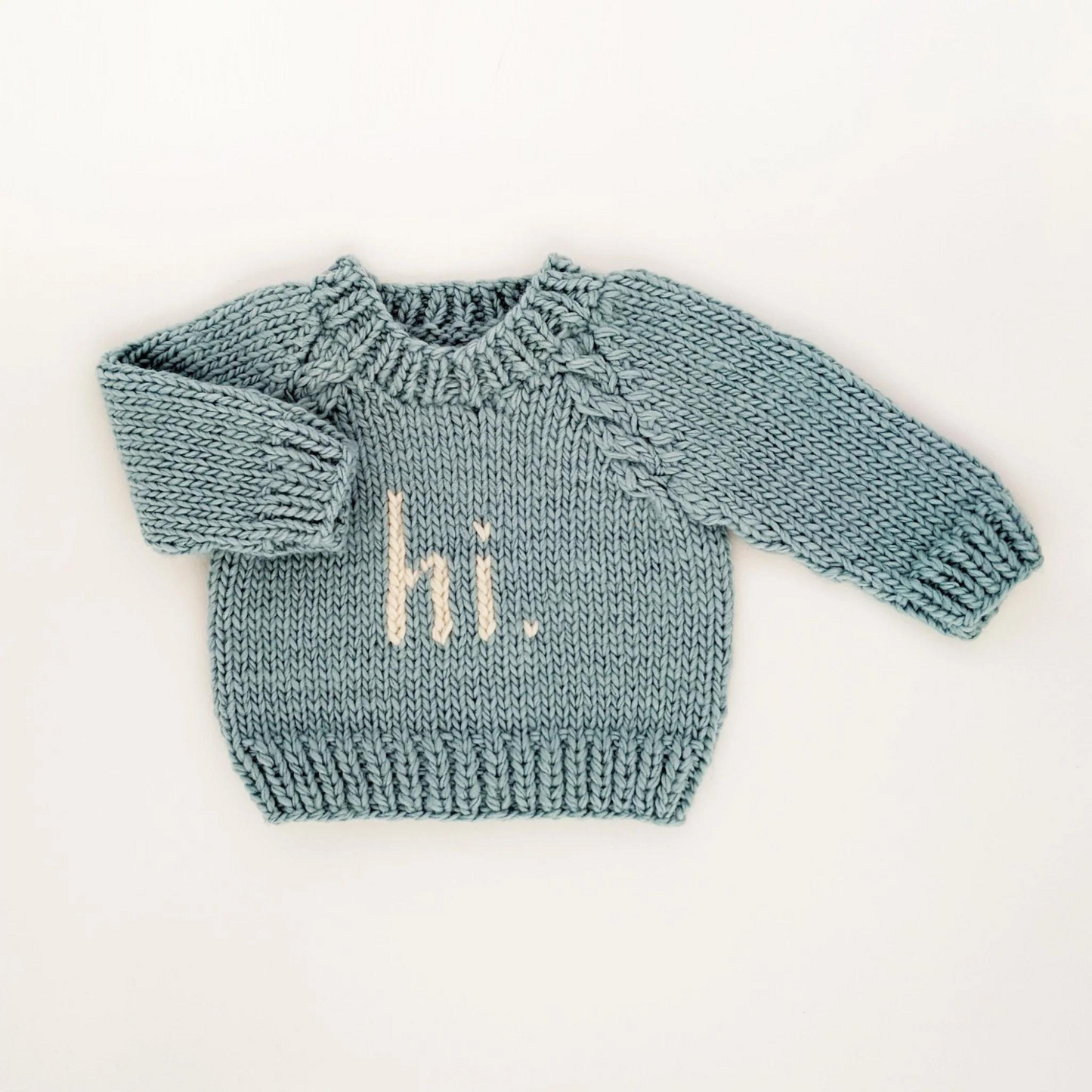 Hi. Crew Neck Knit Sweater, Surf