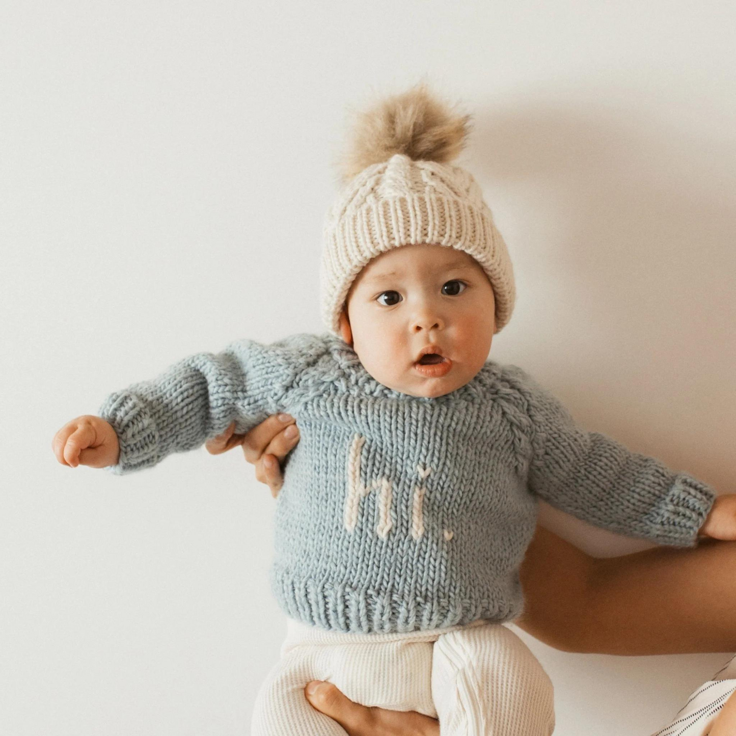 Hi. Crew Neck Knit Sweater, Surf