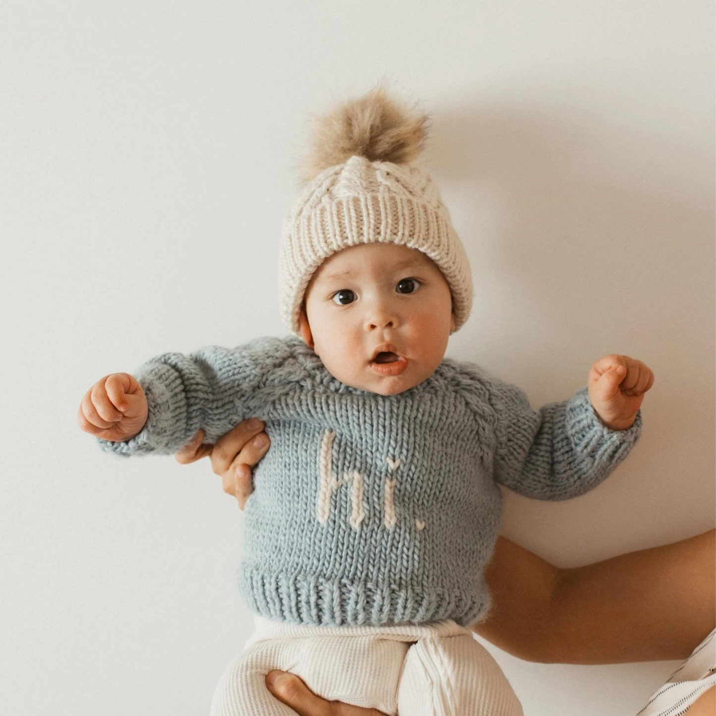 Hi. Crew Neck Knit Sweater, Surf