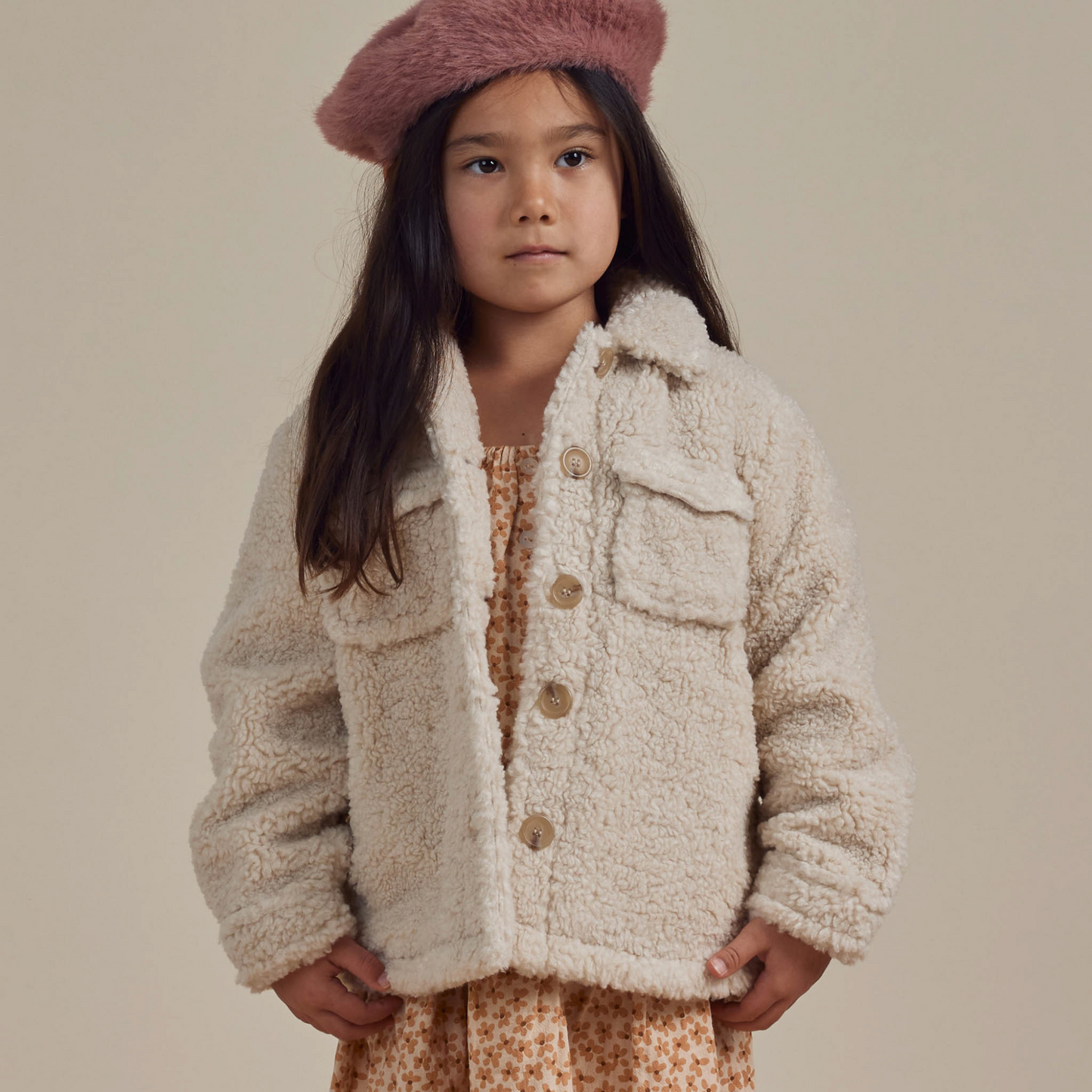 Rylee & Cru Shearling Chore Coat, Natural