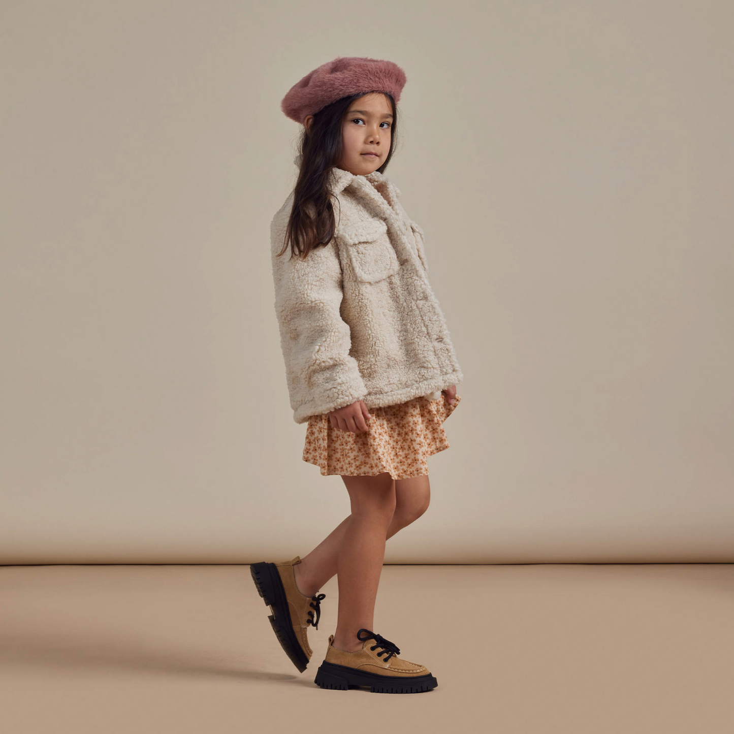 Rylee & Cru Shearling Chore Coat, Natural