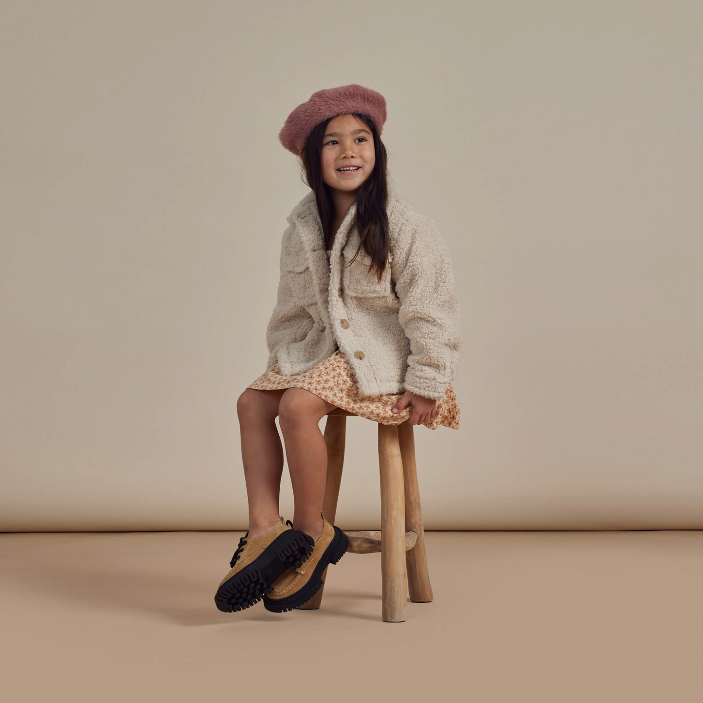 Rylee & Cru Shearling Chore Coat, Natural