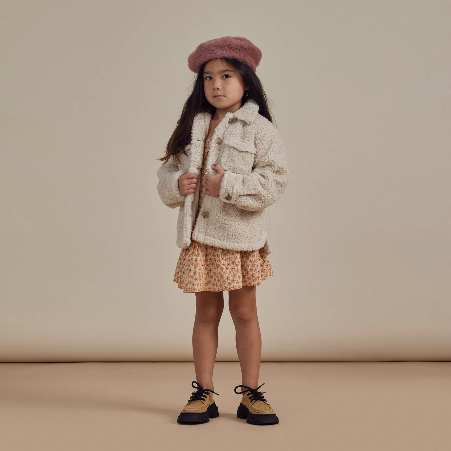 Rylee & Cru Shearling Chore Coat, Natural