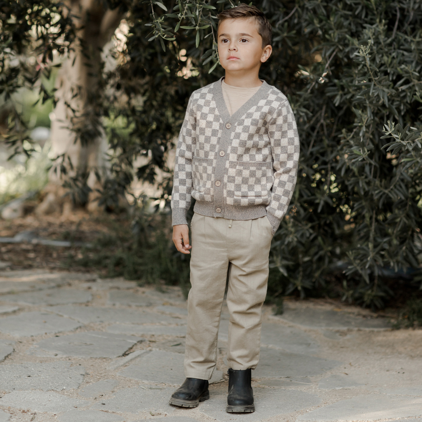 Rylee & Cru Boys Cardigan, Heathered Check