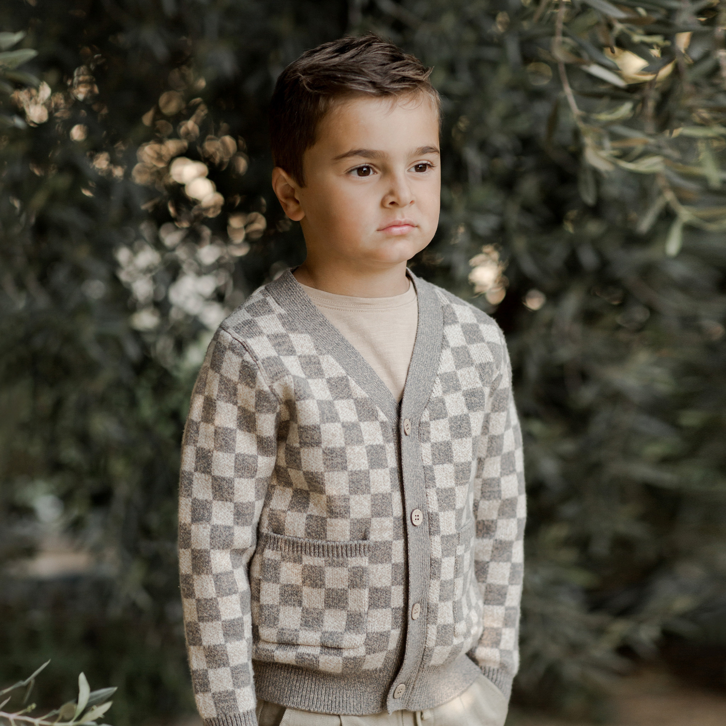 Rylee & Cru Boys Cardigan, Heathered Check