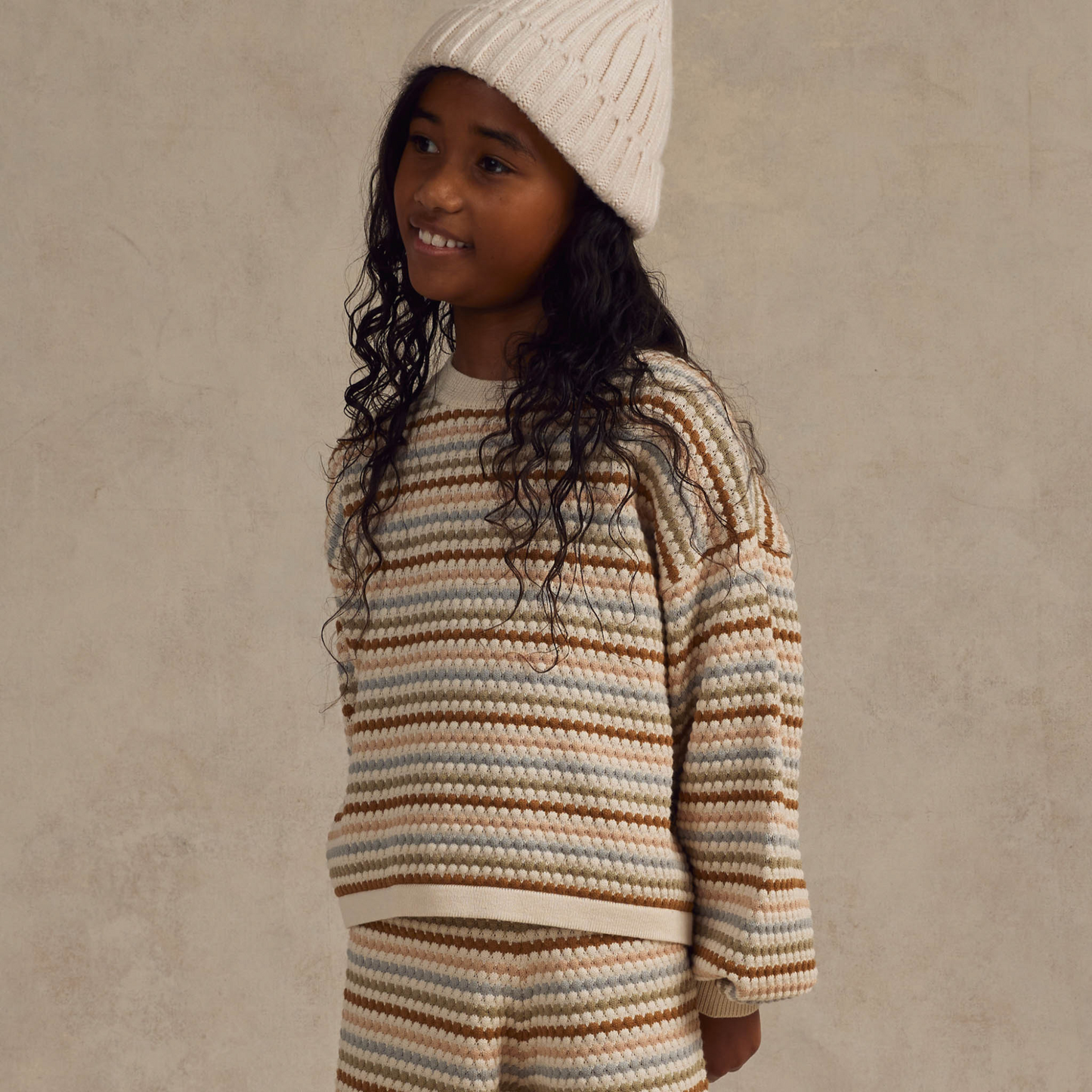 Rylee & Cru Boxy Crop Sweater, Honeycomb Stripe