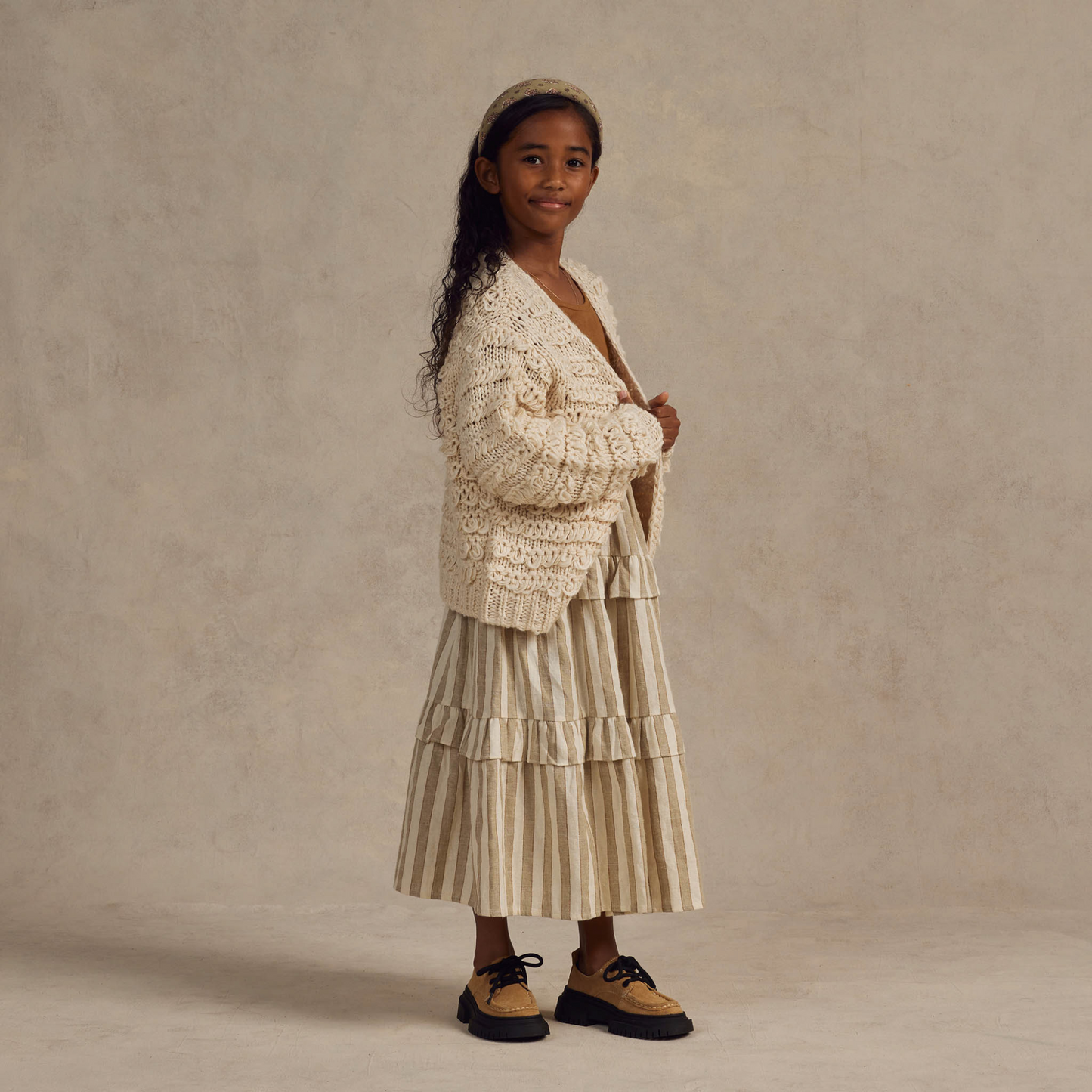 Rylee & Cru Ruffled Midi Skirt, Autumn Stripe