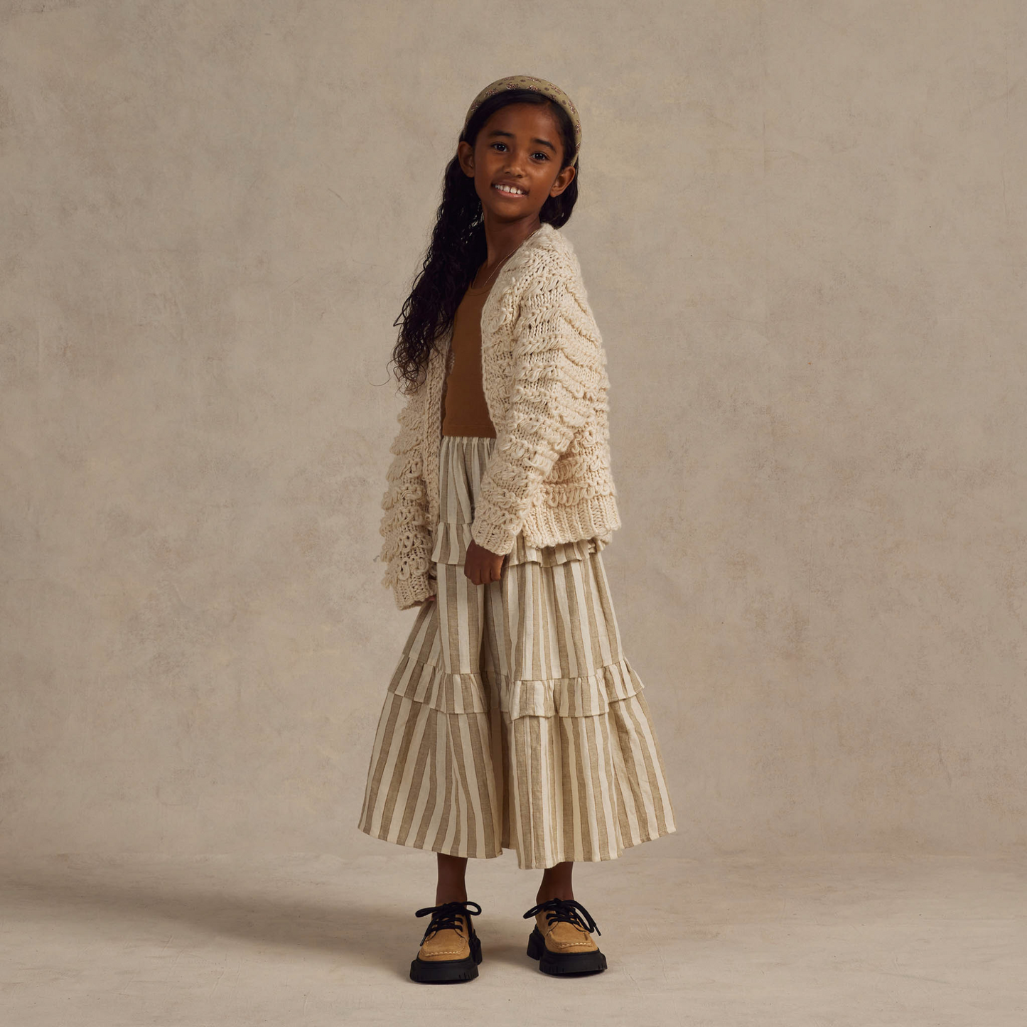 Rylee & Cru Ruffled Midi Skirt, Autumn Stripe