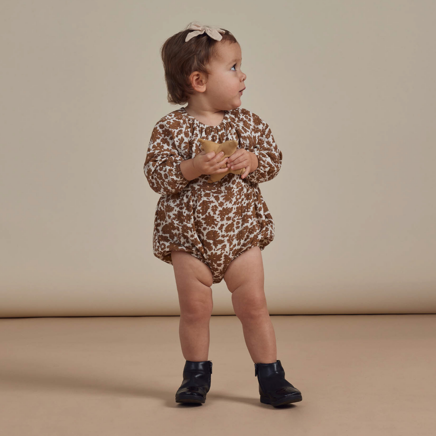 Rylee & Cru Long Sleeve Bubble Romper, Gold Gardens