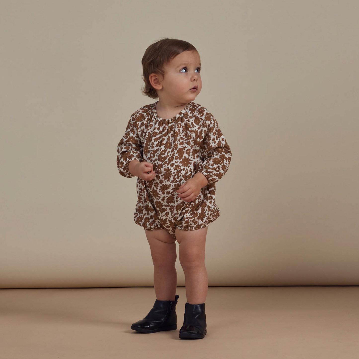 Rylee & Cru Long Sleeve Bubble Romper, Gold Gardens
