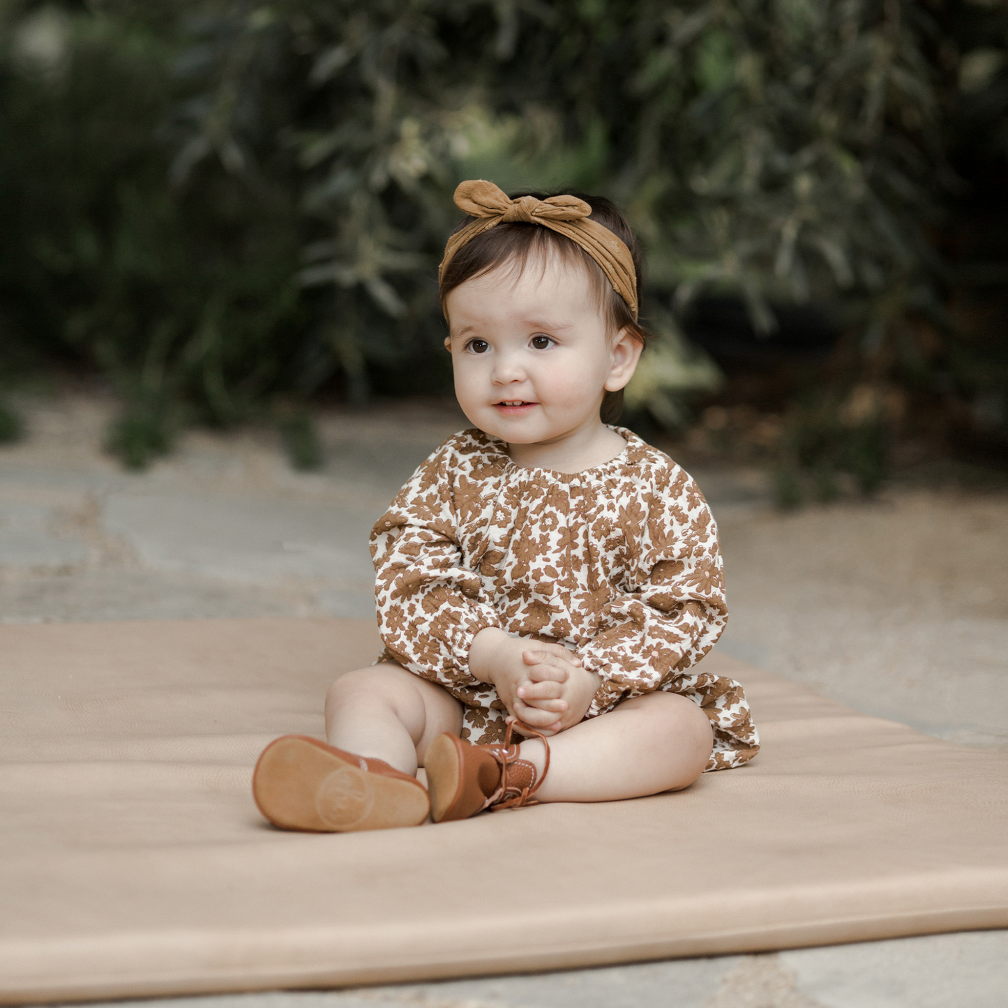 Rylee & Cru Long Sleeve Bubble Romper, Gold Gardens